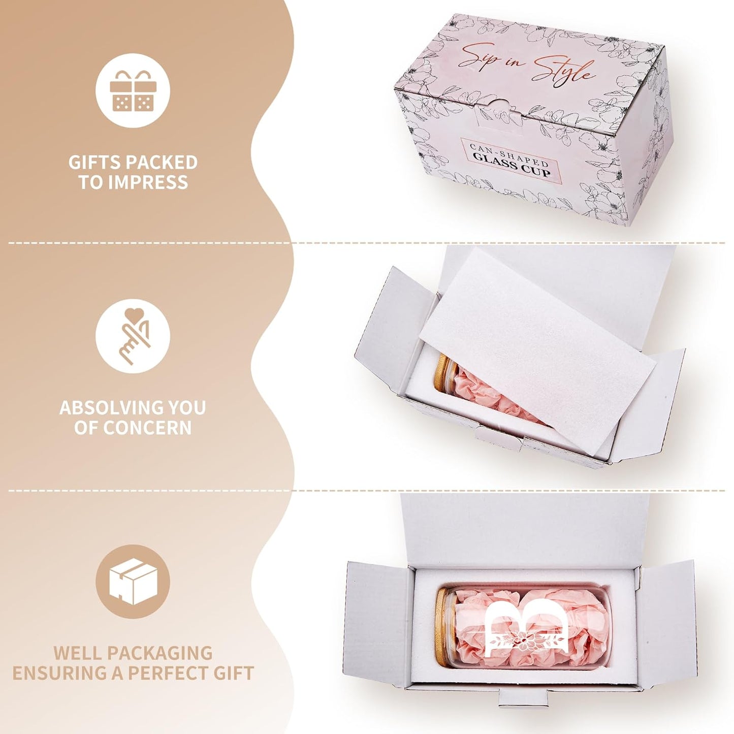 Personalized Gifts for Women, Monogrammed Glass Cups with Lids and Straws, Custom Tumbler, Cute Customized Mug, Aesthetic Stuff, Initial Iced Coffee Cup, Drinking Glasses, Birthday Teacher Gifts, S