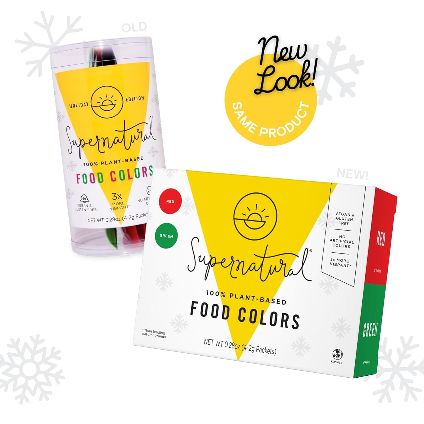 Supernatural Plant-Based Food Coloring - Red & Green Natural Food Dye Powders, Hyper-Concentrated, Vegan, No Artificial Dyes for Holiday Baking (4 Packets)