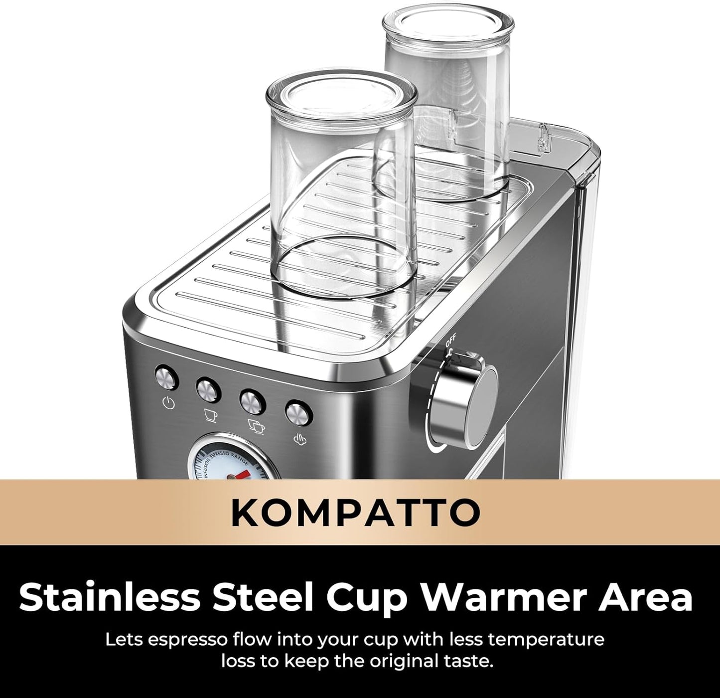 CHULUX Slim Espresso Machine with Milk Frother Steam Wand, 20 Bar Professional Italian Pump Semi Automatic Espresso Coffee Machine for Home Cappuccino & Latte Maker, Black