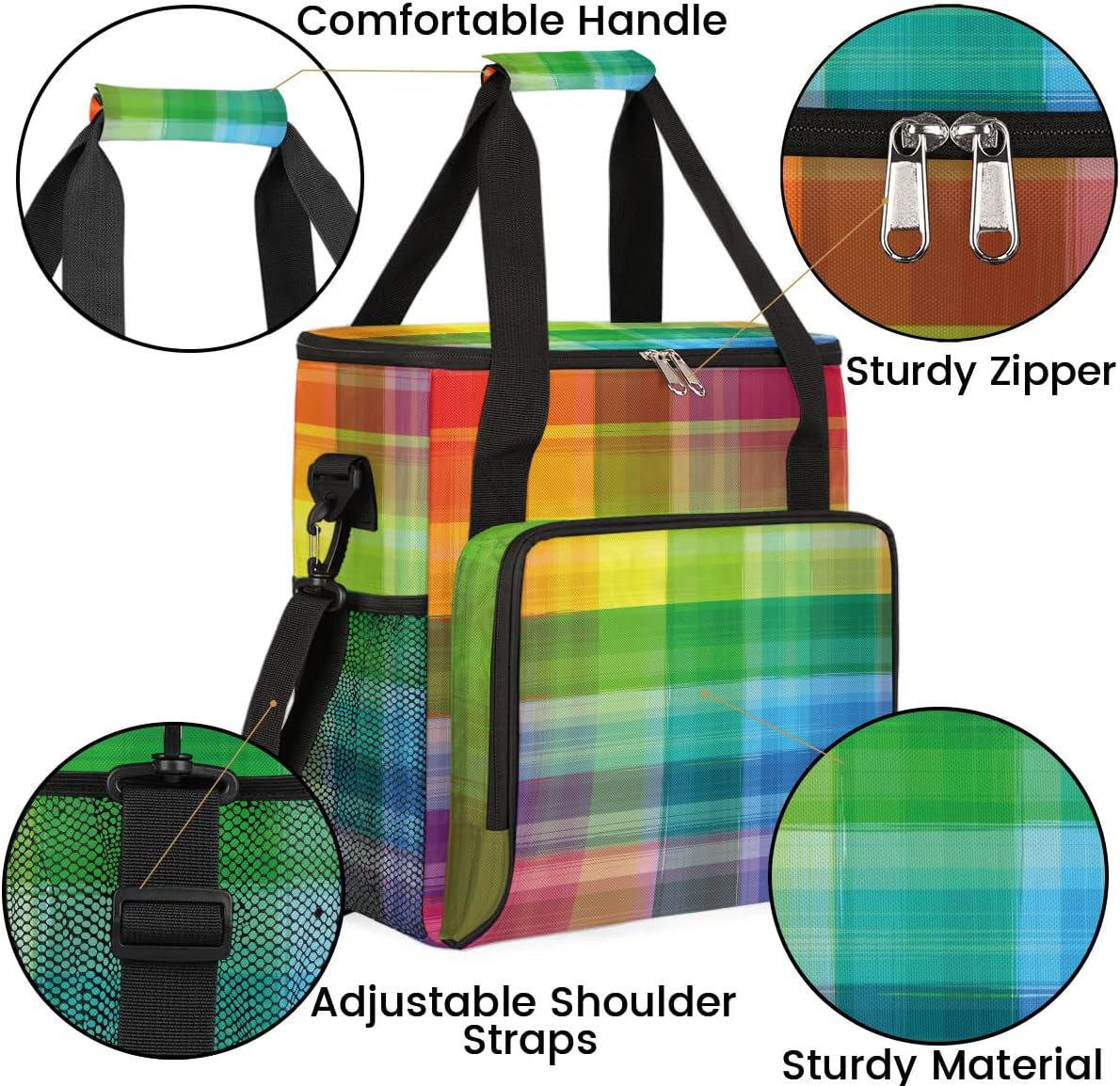 stripes colorful grid Coffee Maker Carring Bag Travel Carrying Storage Tote Bag Compatible with Keurig K-Mini or K-Mini Plus Portable Single Serve Coffee Brewer Case with Pockets for K-cup Pods