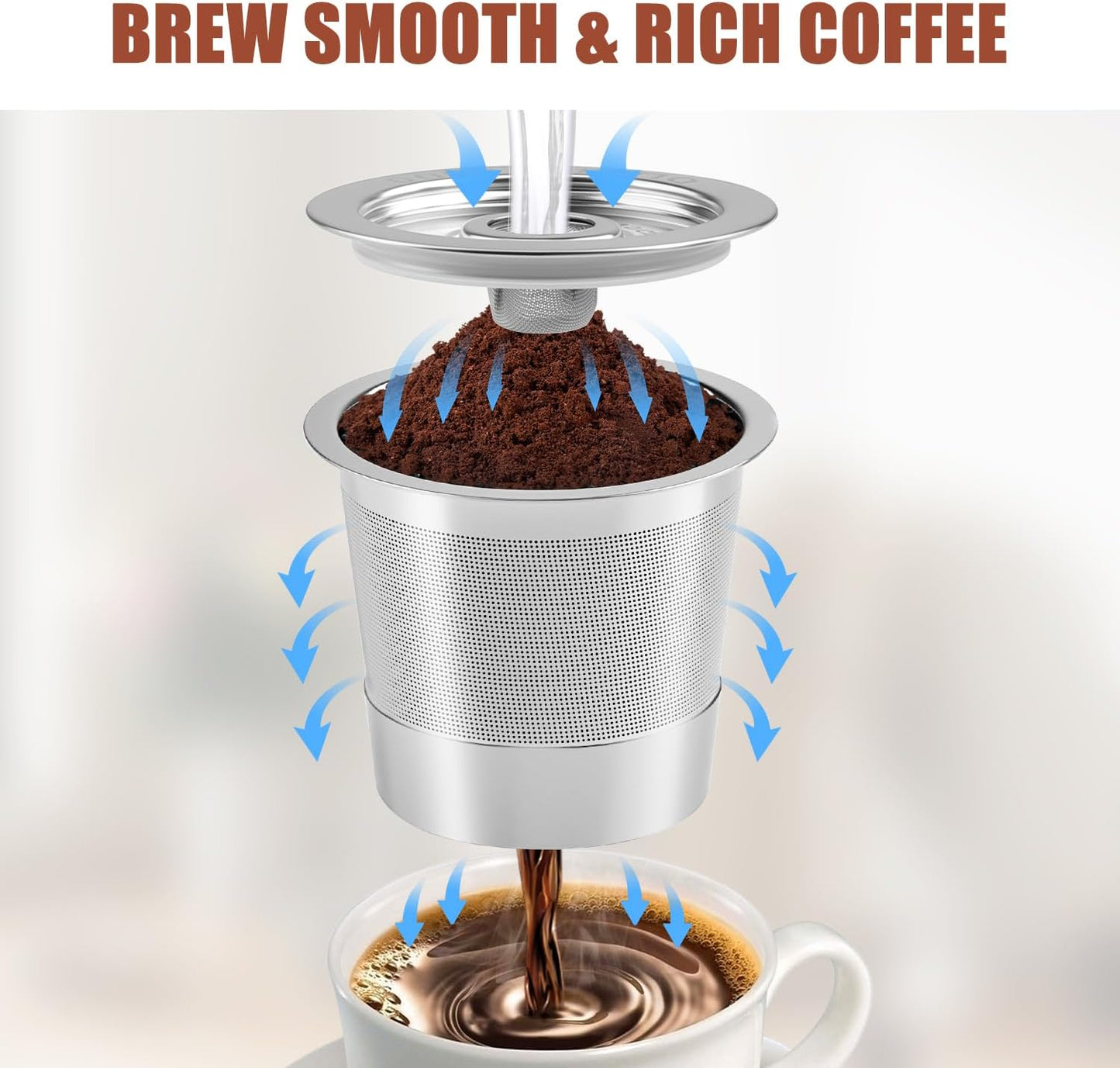 Pro Mael 2-Pack Reusable K Cups Coffee Pods, Universal Stainless Steel Refillable Reusable K Cup Coffee Filters