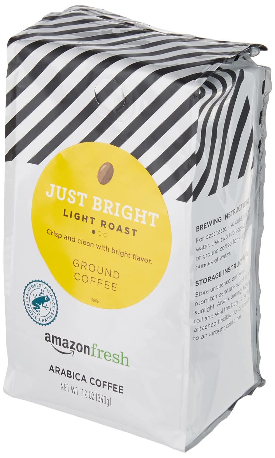 Amazon Fresh Just Bright Ground Coffee, Light Roast, 12 Ounce (Pack of 3)