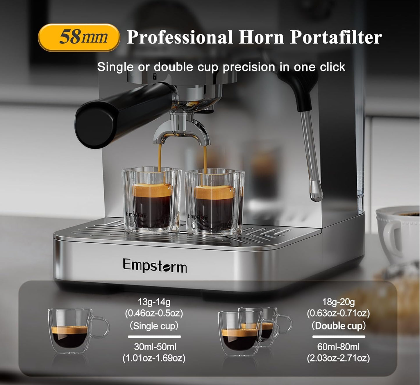 Espresso Machine 20 Bar with Steam Milk Frother, Stainless Steel Espresso maker with LED Display | Cold Brew & Hot Coffee Maker, Professional Cappuccino Expresso Machine for Home and Office