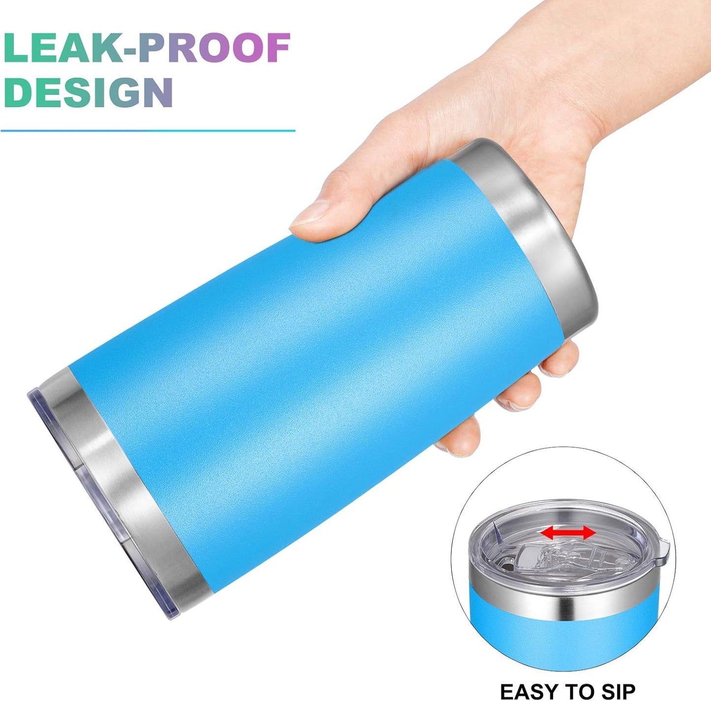 VEGOND 20oz Tumbler with Lid and Straw Stainless Steel Tumbler Cup Vacuum Insulated Double Wall Travel Coffee Mug Powder Coated Coffee Cup(Sky Blue 1 Pack)