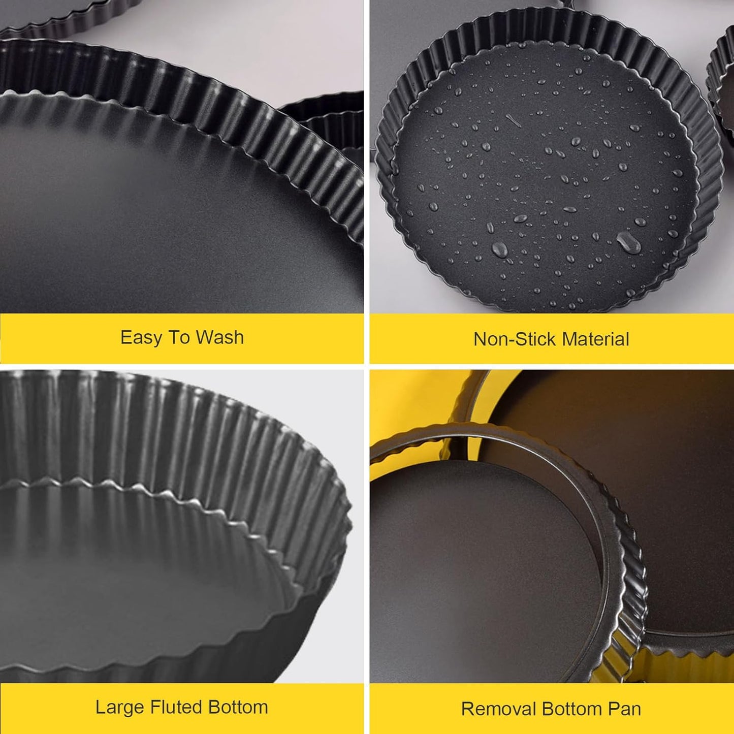 7 Inch Tart Pan Fluted Fruit Pie Pans with Removable Base Nonstick Coating Tarts Molds for Baking Supply For Pizza Tartlet Cake Quiche