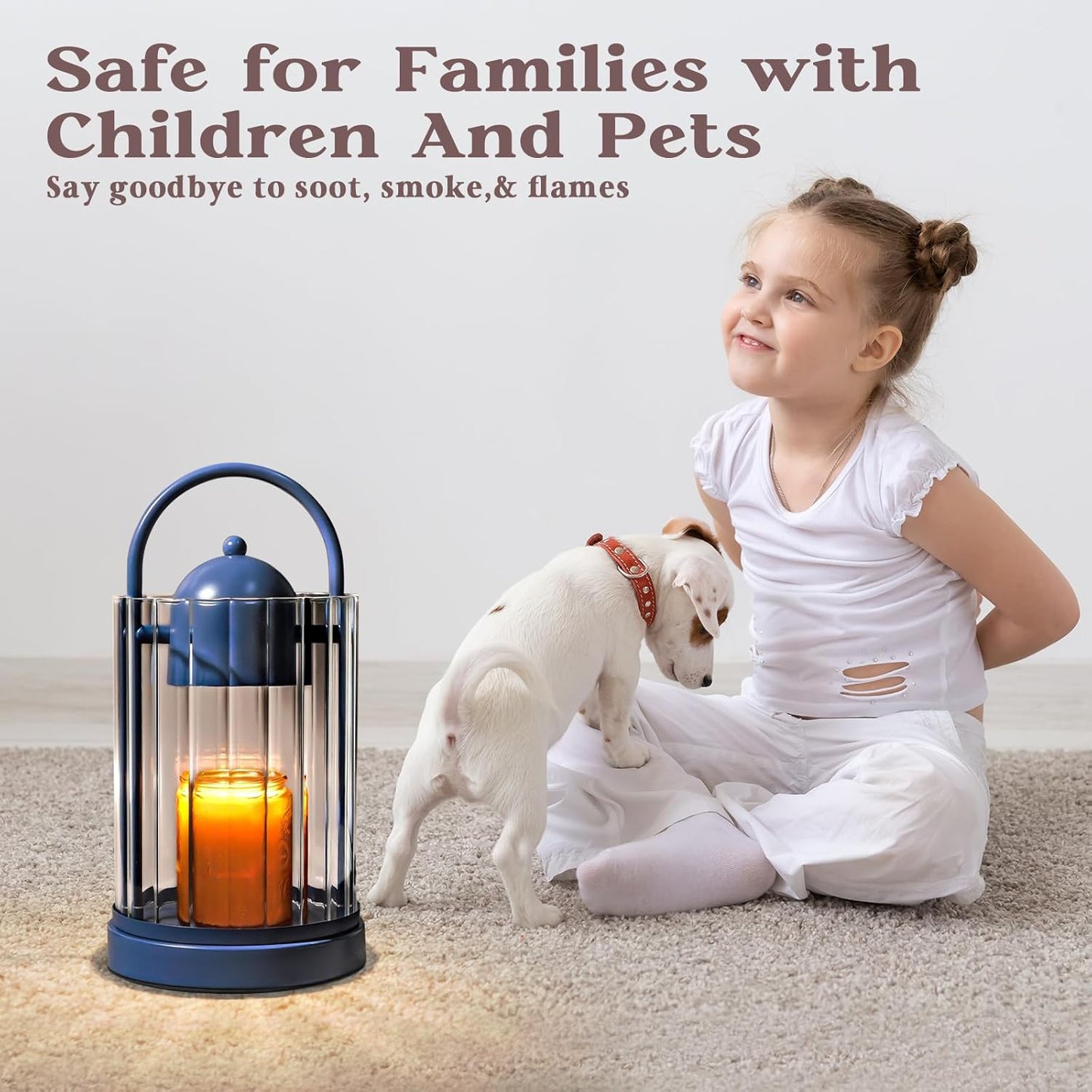 Birdcage Candle Warmer Lamp with Timer, Dimmable Candle Lamp Warmer, Electric Candle Lamp for Various Jar Candles, Vintage Lamp Candle Warmer for Bedroom, Blue Candle Light Warmer with 2 Bulbs