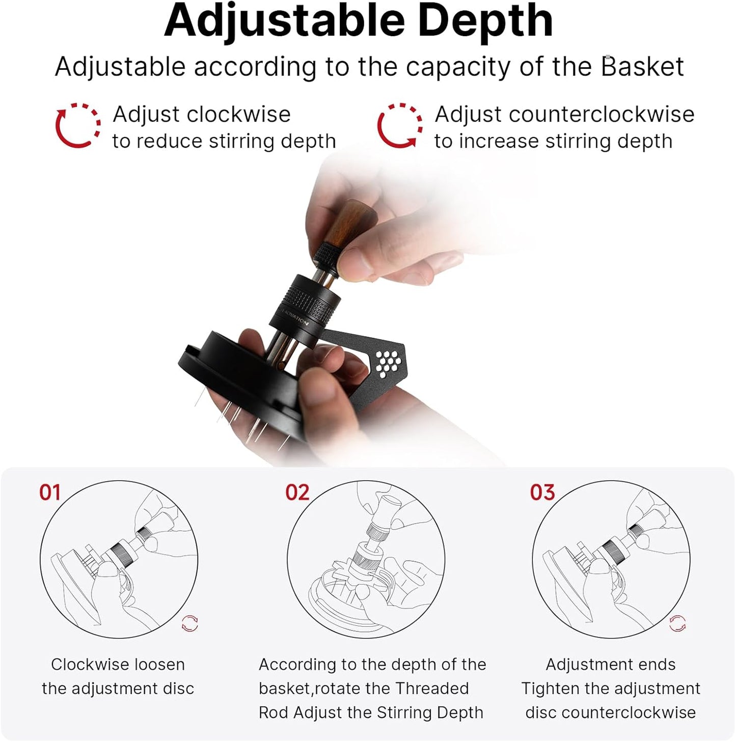 IKAPE Mantis WDT Distribution Tool, V3-51mm Espresso Stirrer Distribution Tool for Barista - 8 Needle Espresso Stirrer with Dosing Funnel & Stand, Adjustable Needle Height, Walnut Handle