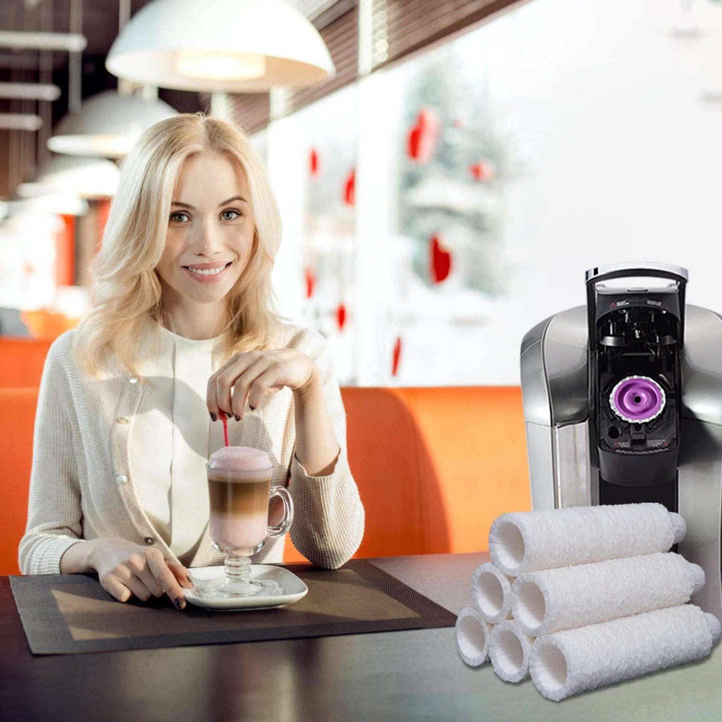 100 Count Disposable Coffee Paper Filters,Compatible with Keurig Brewers Single Serve 1.0 and 2.0, Fit all Reusable Coffee Pods.