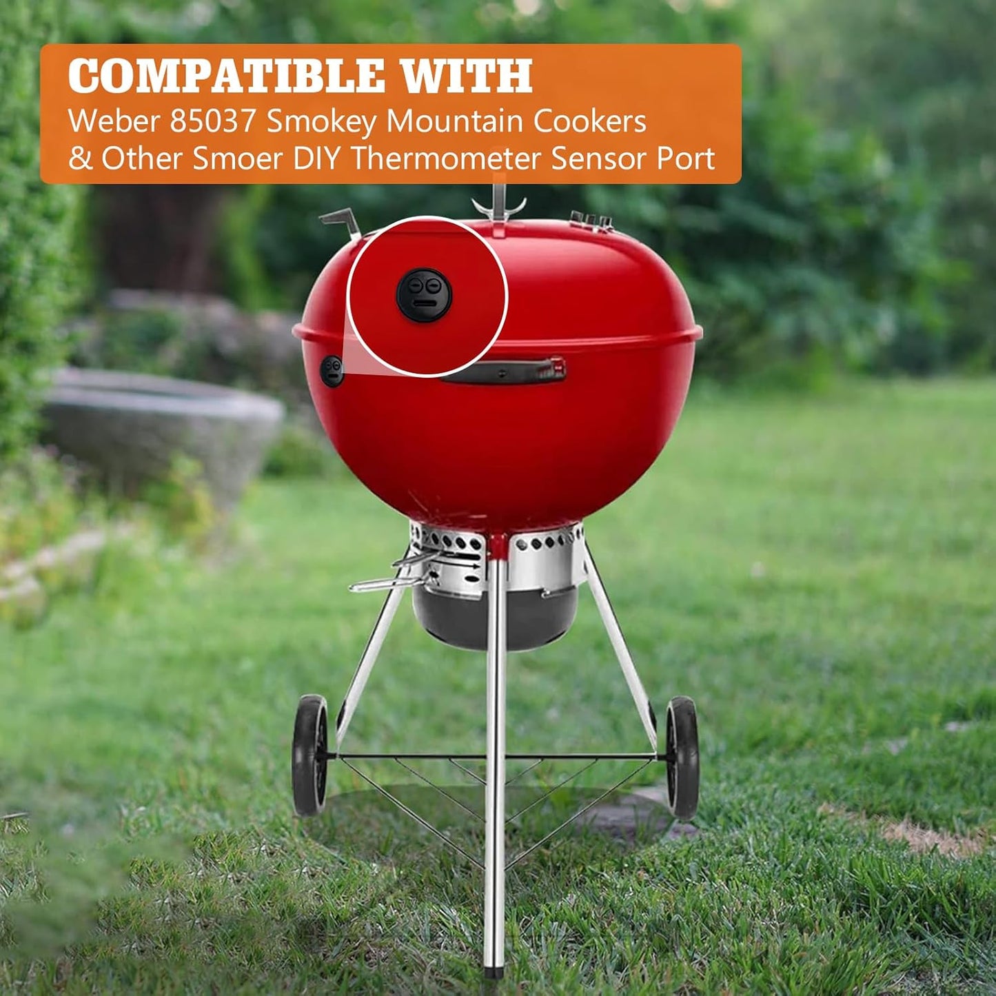 4-Pack Temp Probe Grommet for BBQ Grills, Replacement for Weber 85037 Smokey Mountain Accessories, and Other Smoker Grills DIY Thermometer Probe Port (Black)