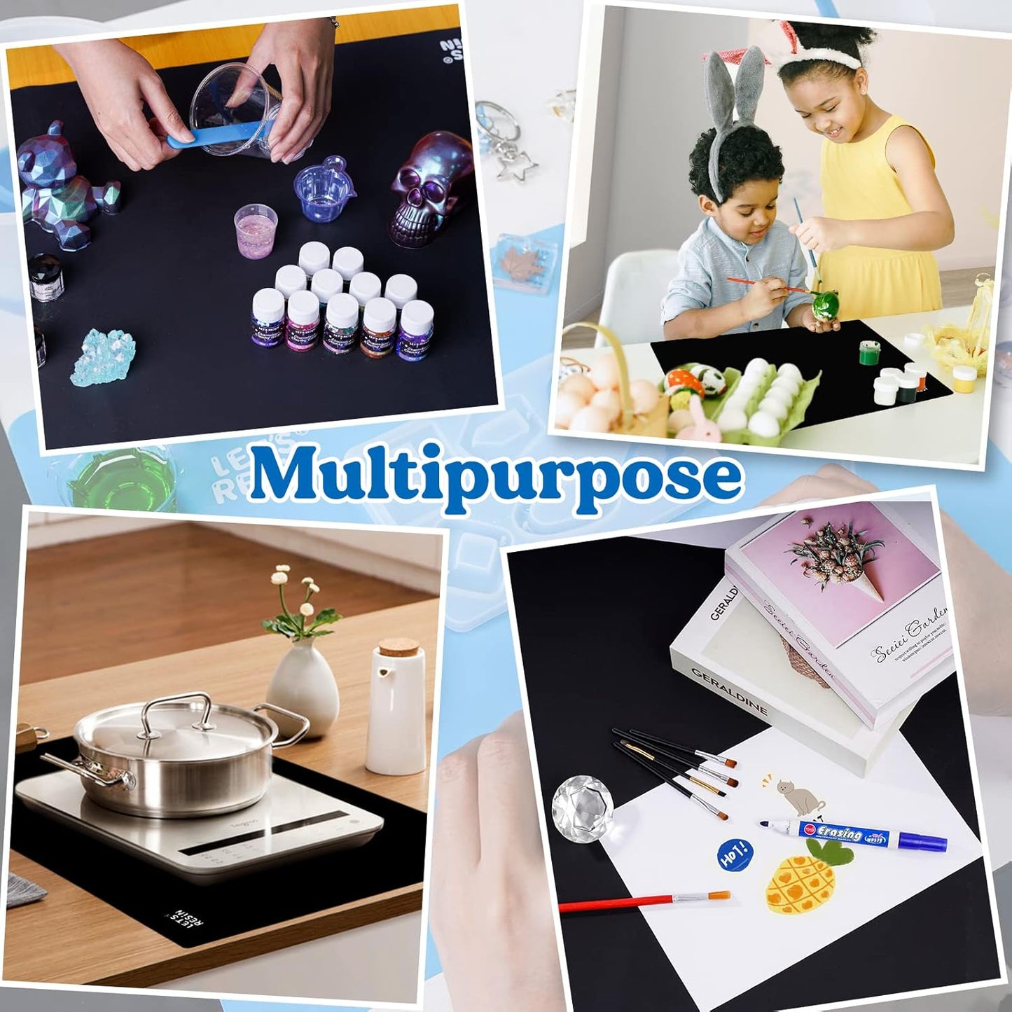 LET'S RESIN Extra Large Silicone Mat for Crafts, 27.7'' x 19.7'' Nonstick & Nonslip Silicone Crafts Mat, Multipurpose Heat-Resistant Table Protector Silicone Sheets for Resin, Liquid, Paint, Clay