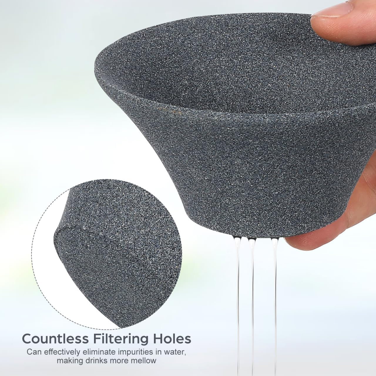 2Pcs Japanese Coffee Filters Ceramic Coffee Dripper Reusable Dripper Paperless Tea Strainer Light Grey, 4.52x4.52x2.36inch