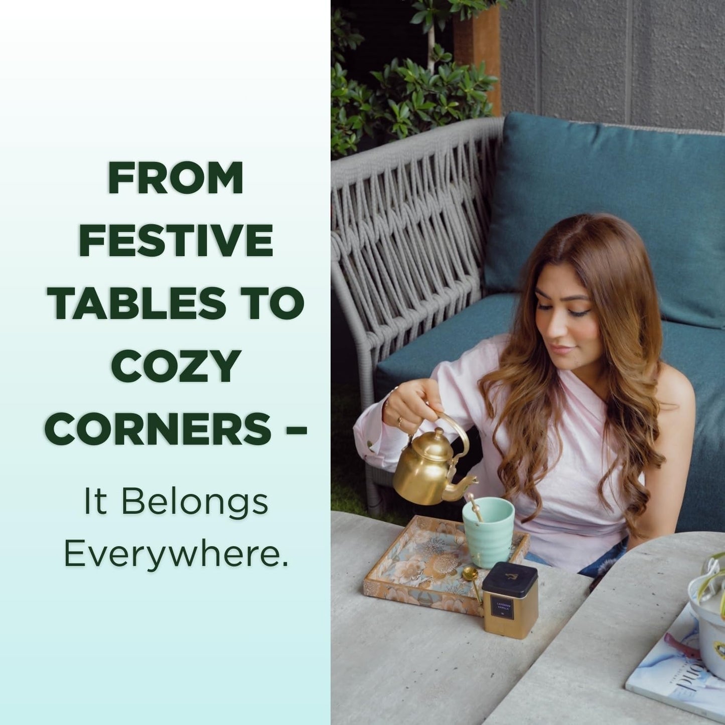 CHAYAM Luxury Tea Gift Set |10 Tea Bags, Lavender Vanilla Loose Leaf 50g/1.76oz, 2 Ceramic Cups & Premium Lead-Free Brass Infuser | Gift for Women & Tea Lovers