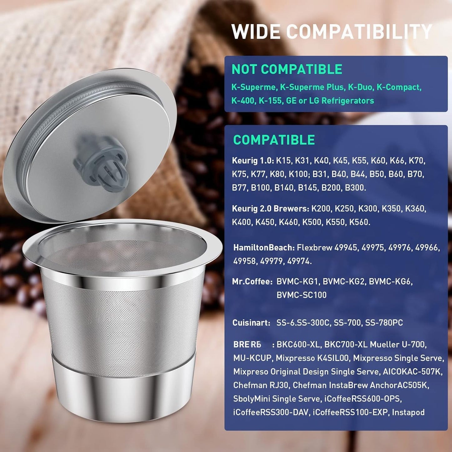 Reusable K Cups for keurig | reusable coffee pods for Keurig 1.0 & 2.0 Single Cup Coffee Makers, stainless steel reusable k cup keurig filter replacement (3pack)