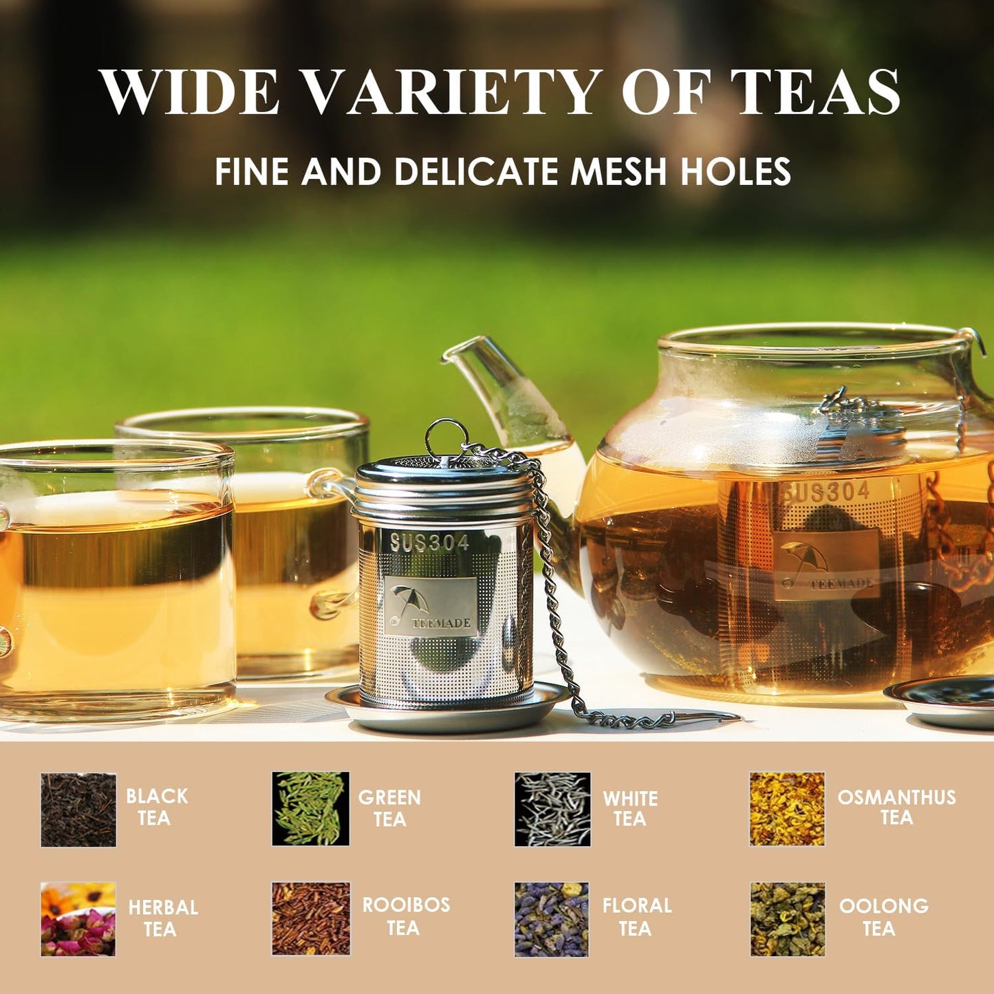 Tea Filter,Cooking Infuser with Extra Fine Mesh Tea Ball Strainers Threaded Connection 304 Stainless Steel with Extended Chain Hook to Brew Loose Leaf Tea,Spices & Seasonings(1 Pack)