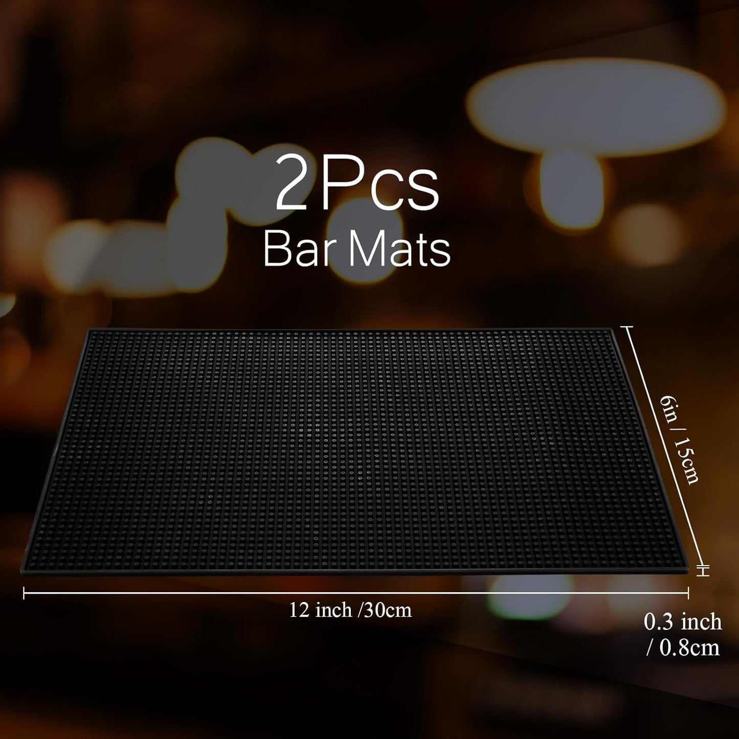 Tioncy 2 Pcs Bar Mat 6 x 12 Inch Bar Mat for Countertop Non Slip Rubber Bar Service Mat Cocktail Coffee Bar Mats for Home Bar Bartending Barbershop, Black
