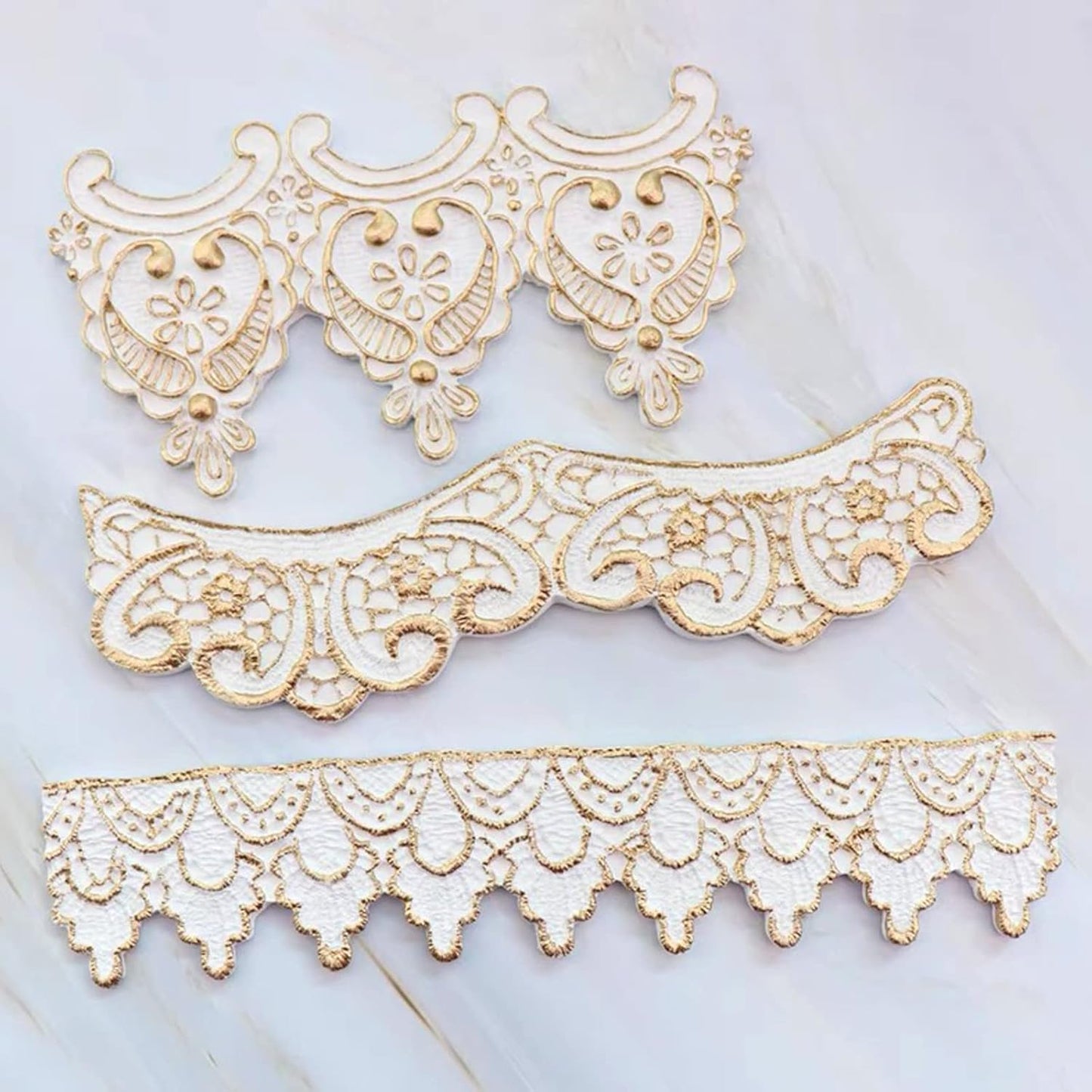 Baroque Embossed Cake Decorating Mold 3pcs, Lace Fondant Silicone Molds for Chocolate Candy Mousse Butter Biscuit Marzipan Sugar Craft Cake Border Cupcake Topper Dessert Display Resin Gypsum Clay