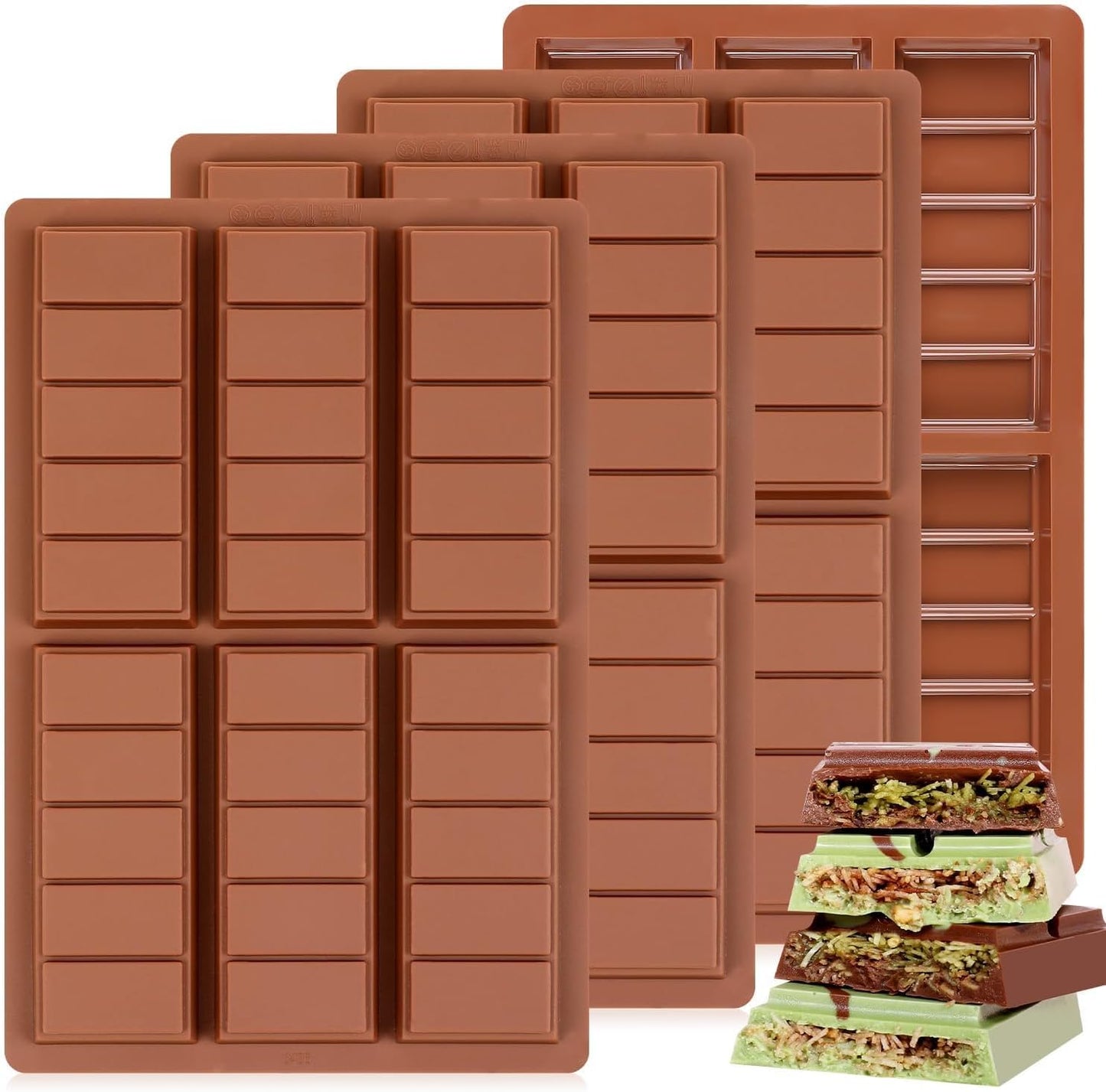 Chocolate Bar Molds - Non-Stick Silicone, Food Grade, 4 PCS, Choco
