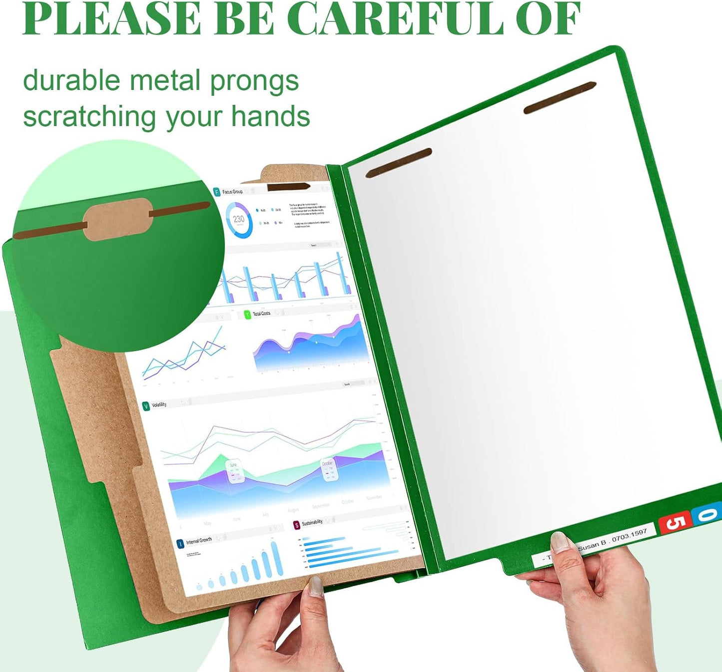 24 Pcs Classification Folders Letter Size, Back to School Supply for Teacher, Student, 2 Dividers Pressboard File Folder Bulk with Fasteners, 3.5 Inch Expanding File Organizer(Green)