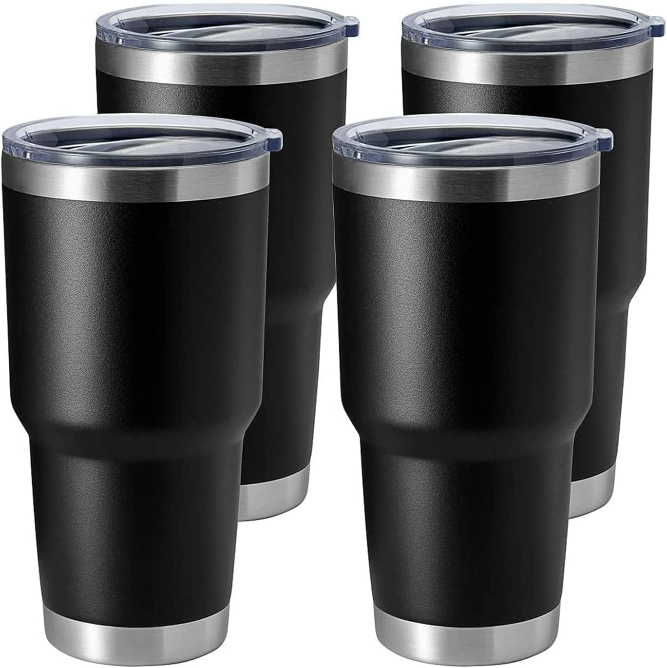 HASLE OUTFITTERS 30oz Stainless Steel Tumbler, Double Wall Vacuum Insulated Travel Mug Tumbler, Durable Insulated Coffee Mug, Gift Box Set (Black, 4)