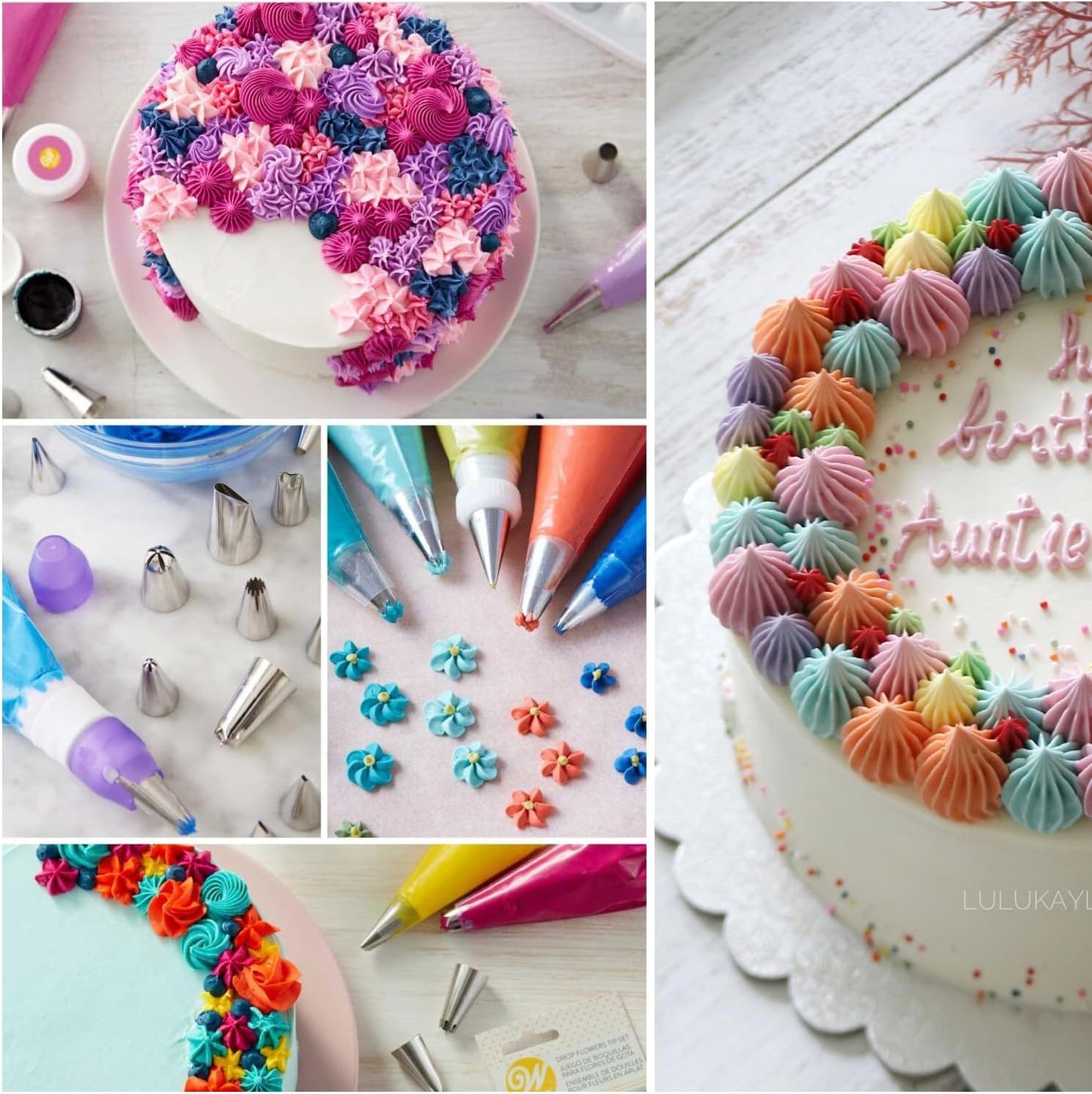 55PCS Piping Bags Tips Set Reusable Pastry Bags and Frosting Tips Cakes Decorating Kit for Cookie Icing, 2 Icing Bags, 49 Icing Tips, 3 Couplers, 1 Storage Box