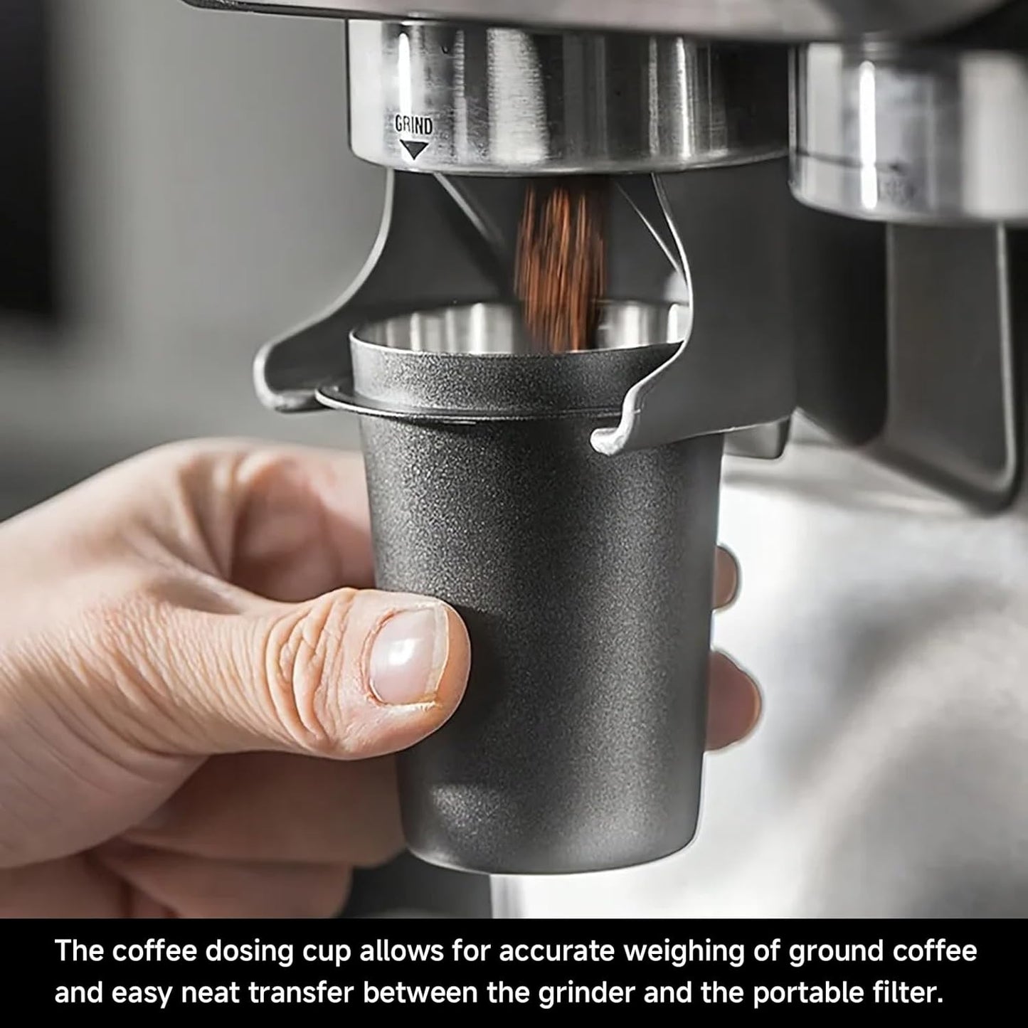 Coffee Dosing Cup 51mm, Stainless Steel Espresso Dosing Cup, Black Coffee Powder Feeder Part Replacement for Espresso Coffee Machine with 51mm Portafilter, 1Pcs