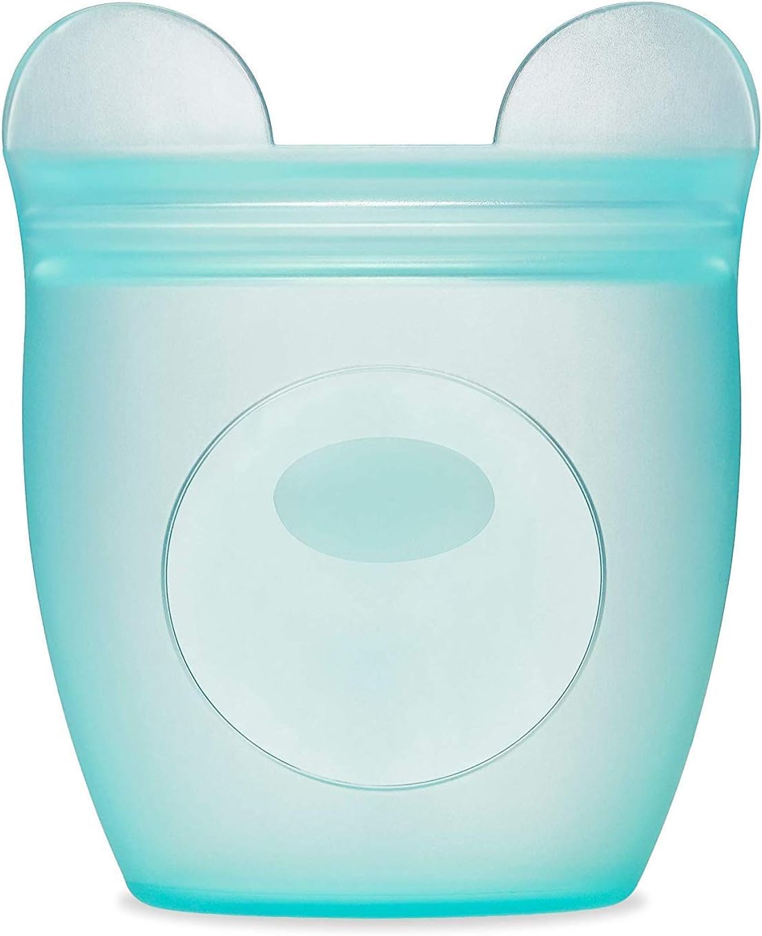 Zip Top Reusable 100% Silicone Baby + Kid Snack Containers - The only containers that stand up, stay open and zip shut! No Lids! Made in the USA - Teal Bear