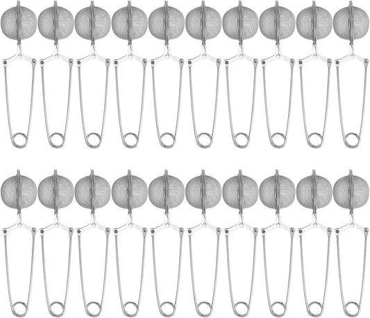 Snap Ball Tea Strainer, Voittozege 20 Pcs Premium Stainless Steel Tea Infuser with Handle Tea Infuser Filter with Tong Pincer Steeper Reusable for Loose Leaf Tea, Spices, Seasonings