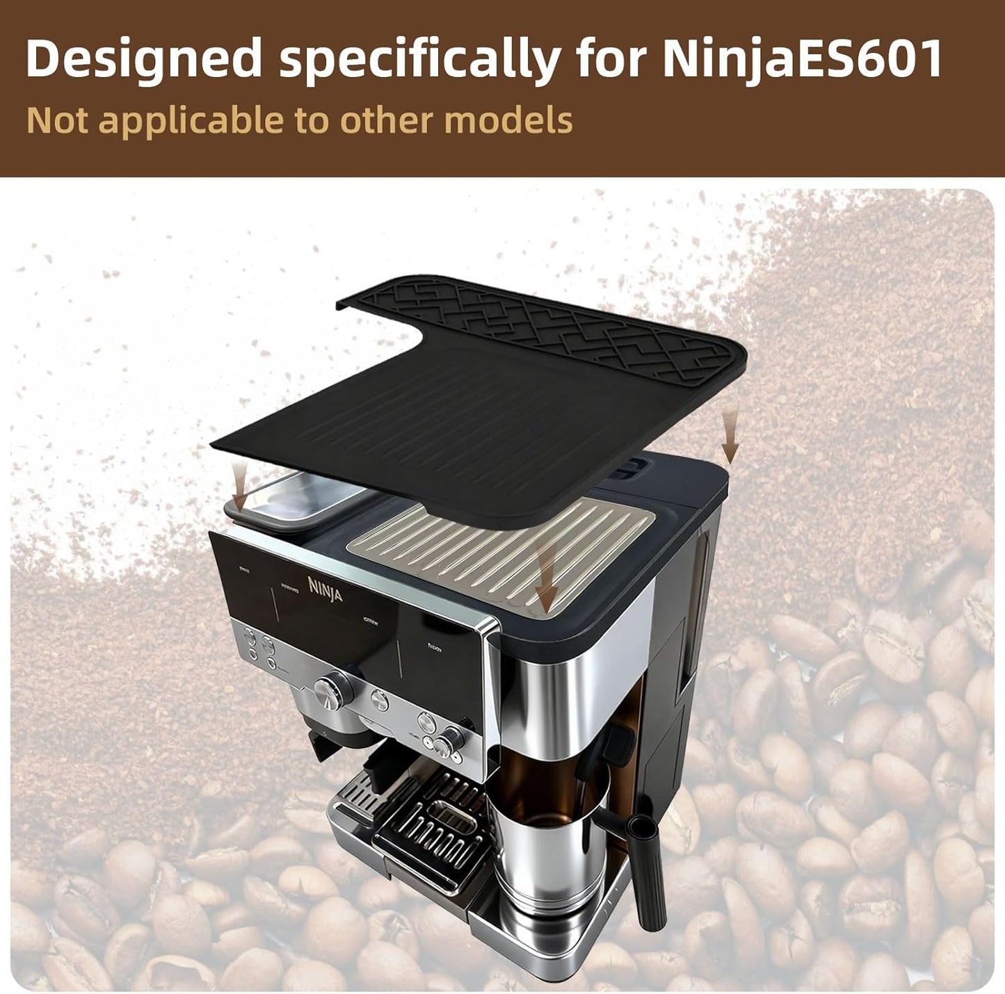 Top Silicone Coffee Mat for Ninja Luxe Espresso Coffee Machine ES601,Espresso Tamping Mat,Protects Top Surface, Food-Grade,Non-Slip,Waterproof, Heat-Resistant,Ninja Luxe Cafe Accessories