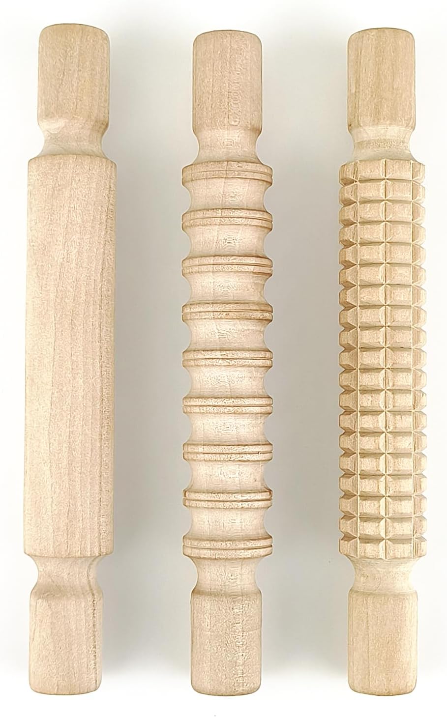 3 pcs 8 Inch Wood Rolling Pin, Great for Children's Play, Arts and Crafts