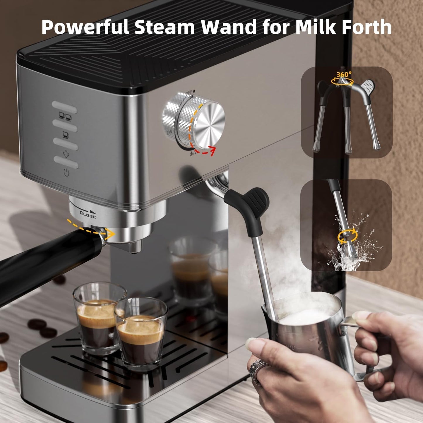 Espresso Machine 20 Bar with Rapid Cold Brew - Hot & Iced Coffee Maker, Built-in Steam Wand, Touch Screen, 37oz Water Tank -Perfect for Lattes, Cappuccinos, and Gift for Coffee Lovers