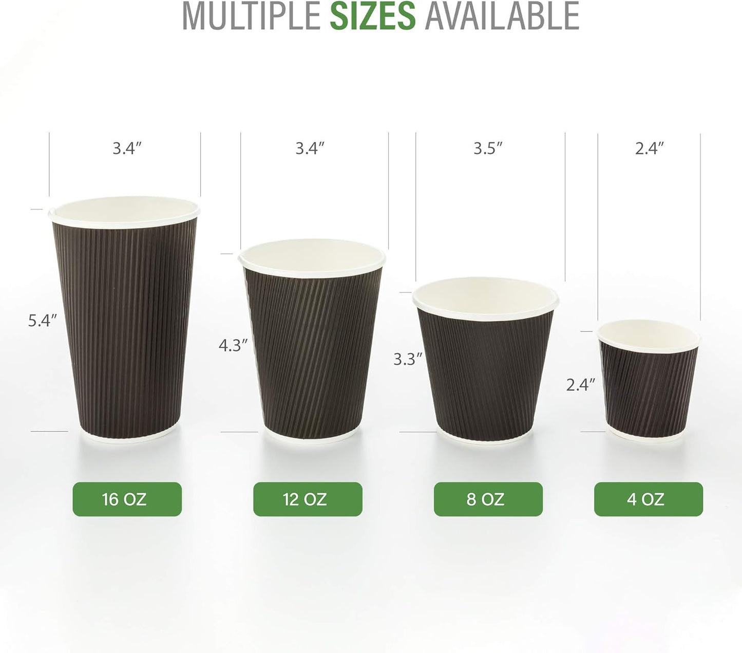 Restaurantware 8 Ounce Disposable Cups Pack of 25 Double Wall Hot Cups–Lids Sold Separately, Designed with a Rippled Wall and Black Paper Insulation, Ideal for Coffee, Hot Chocolate, and Tea