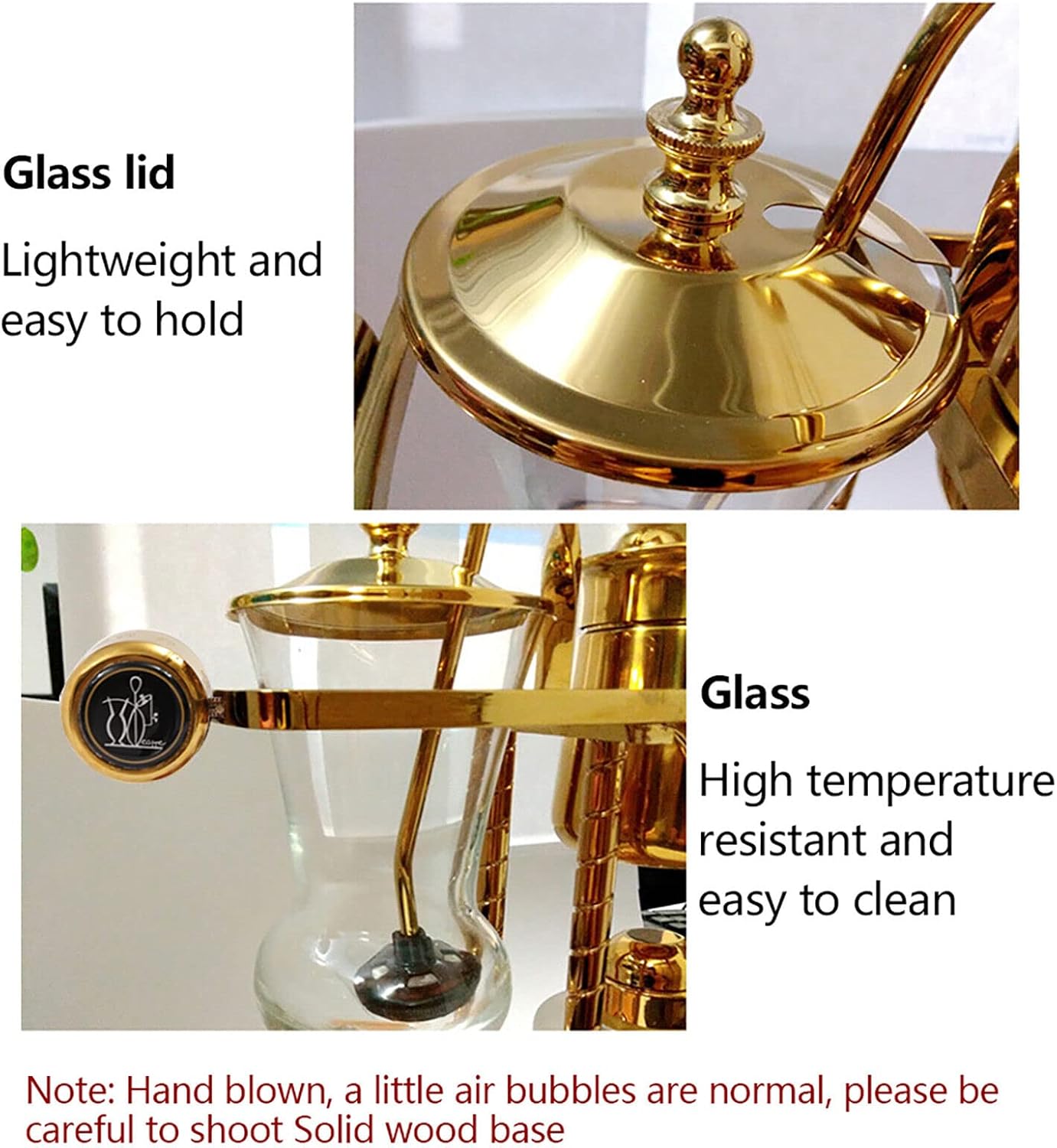 LYNICESHOP Belgian Coffee Pot, Gold Belgium Royal Family Balance Syphon Coffee Tea Pot Maker Coffee Machine Set Belgium Luxury Royal Family Balance Syphon Siphon Coffee Maker