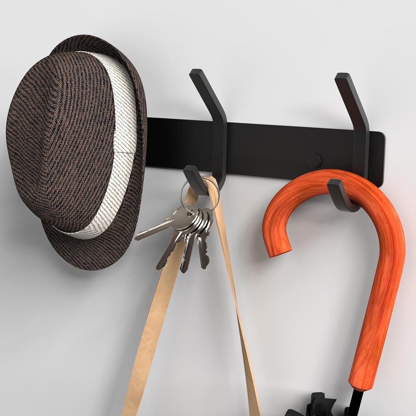 VAEHOLD Coat Hooks Wall Hook for Hanging Clothes Robes Towels Hats Heavy Duty Coat Hanger Coat Rack Wall Mount with 3 Hooks - Black