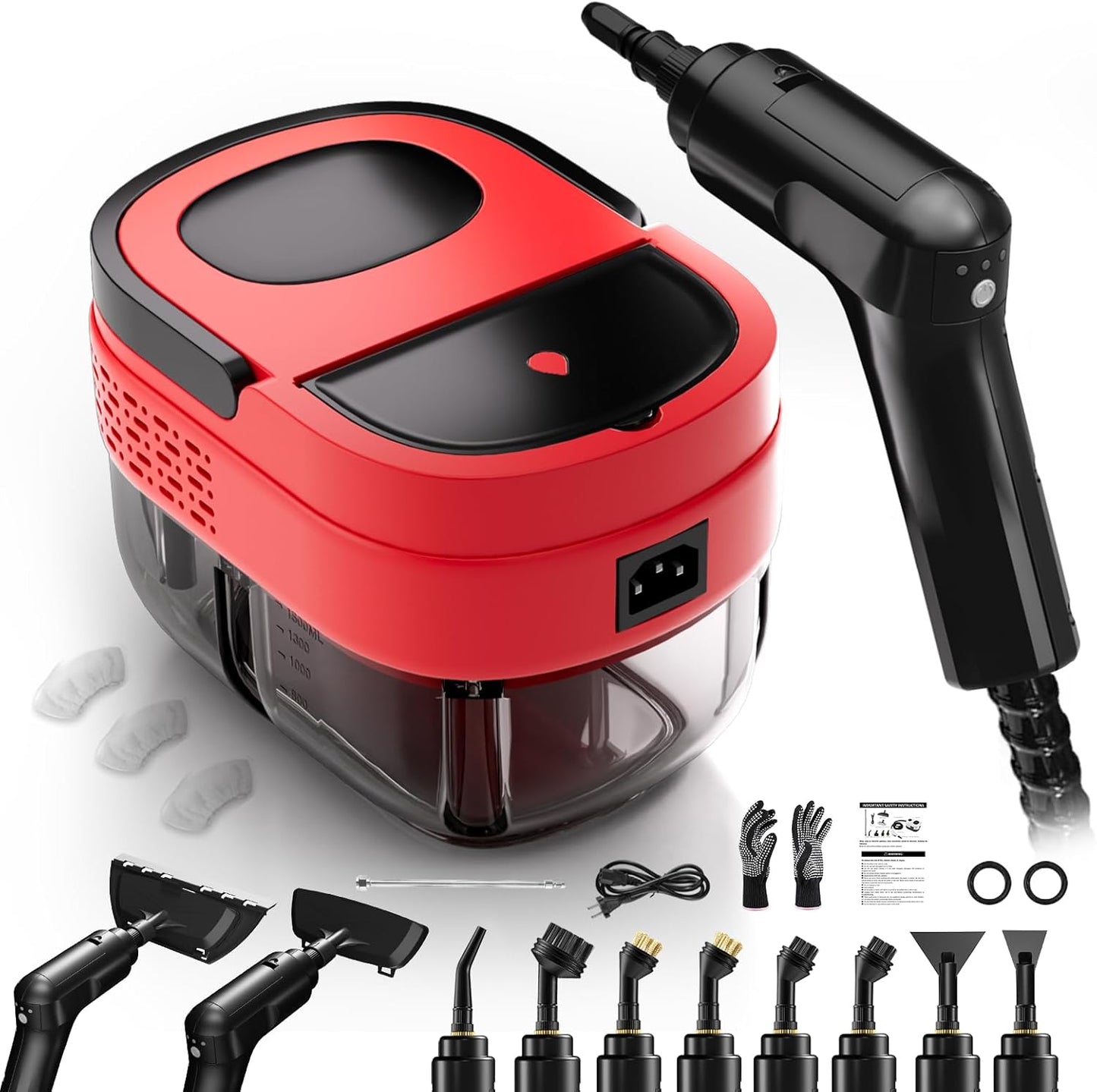 Steam Cleaner, 2500w Steamer for Cleaning, 3-Garde Adjustable Handle, 1.6L Water Tank, Steam Cleaner for Home, Fast Heat Handheld Steam Cleaner, Handheld Steamer for Car, Furniture, Kitchen, Bathroom