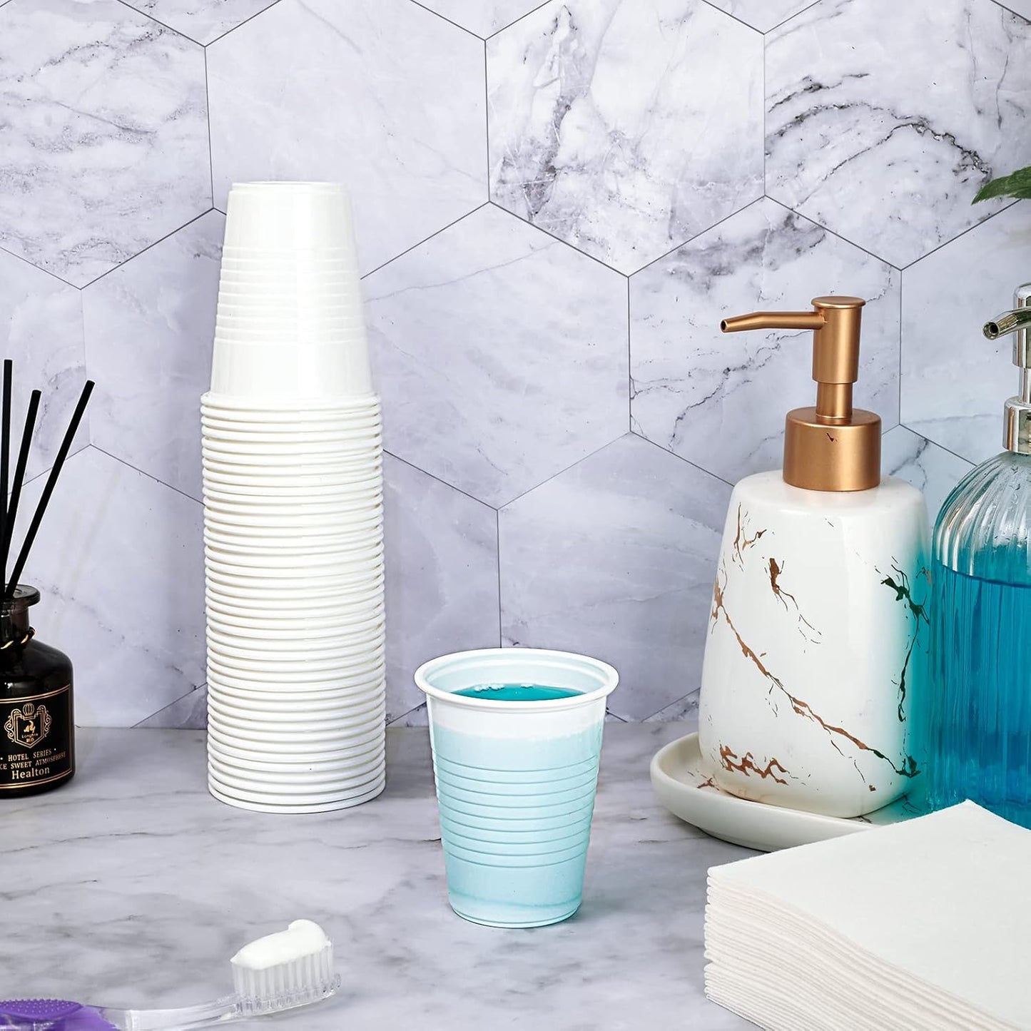 Lilymicky 2000 PACK 5 oz White Plastic Cups, 5 Ounce Disposable Plastic Bathroom Cups for Tasting, Drinking