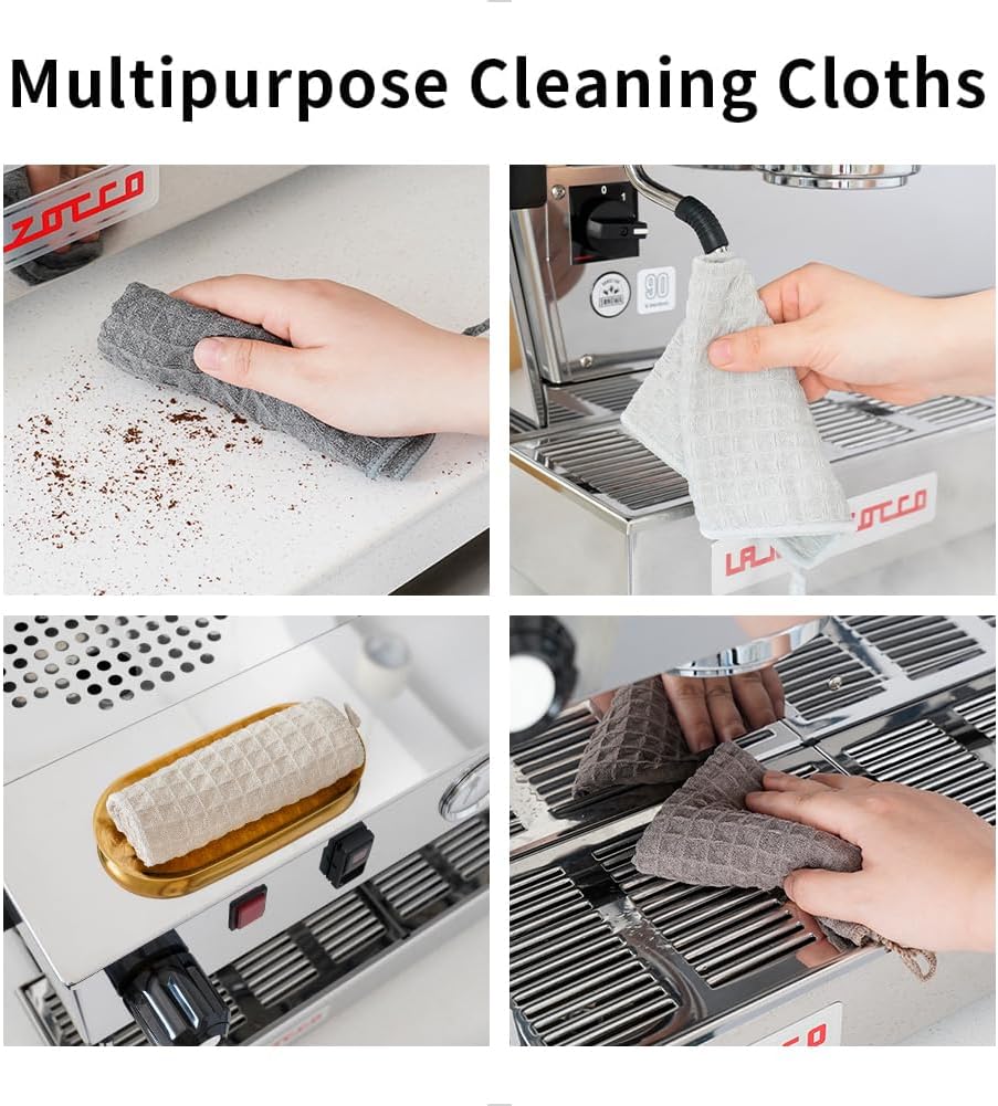 watchget Barista Micro Cloth 10 Pack, Microfiber Barista Cleaning Towels Microfiber Waffle Weave Kitchen Dish Cloth Coffee Bar Towel Coffee Machine Cleaning Cloth, Brown(12"x12")