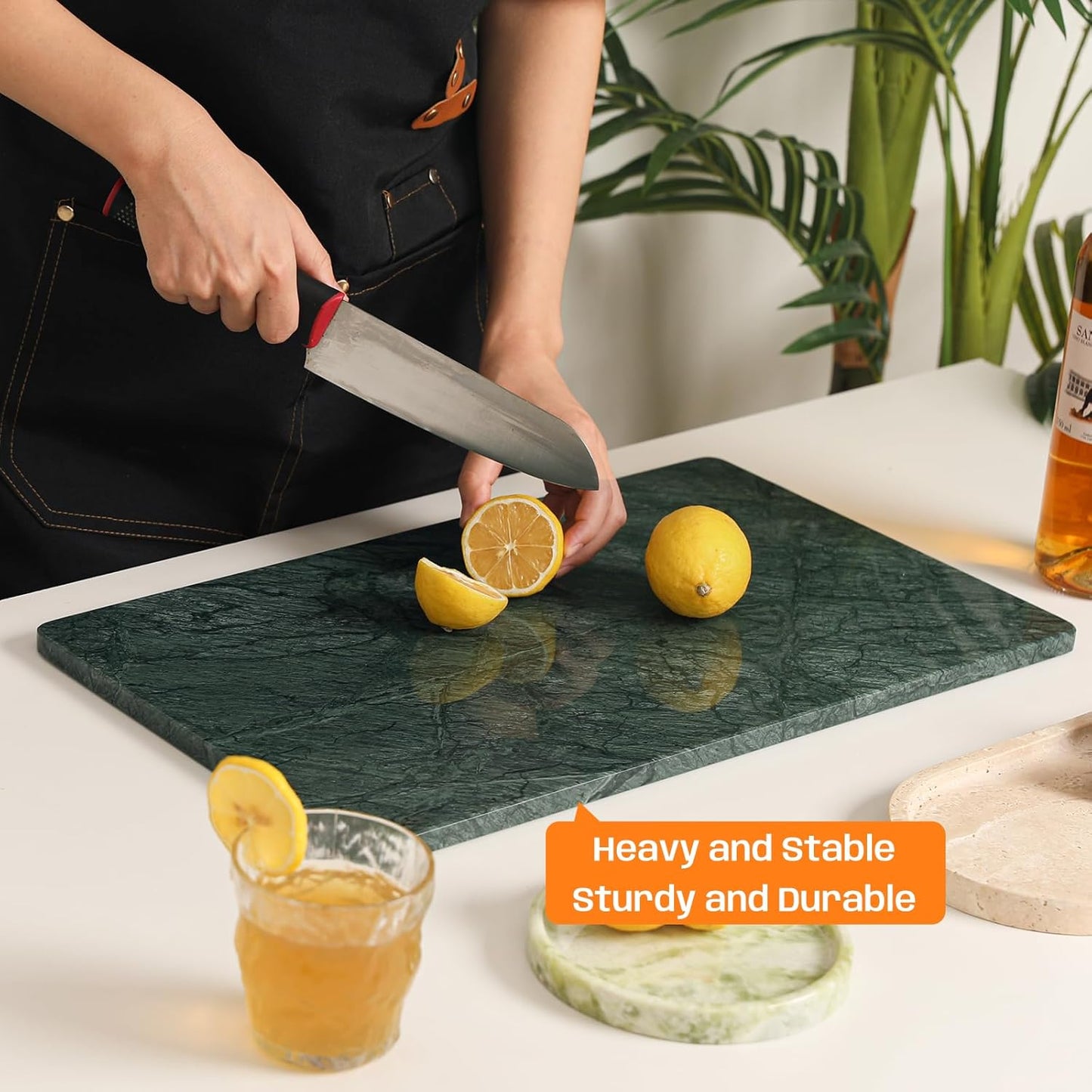 Green Marble Cutting Board, Marble Slab Pastry Board 12x20 Inch With Non-Slip Feet For Baking, Cheese, Charcuterie, Chocolate