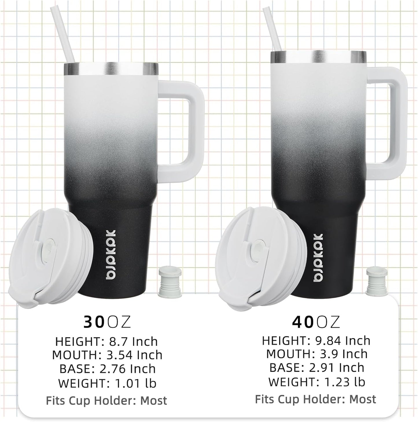 BJPKPK 30 oz Insulated Tumbler With Lid And Straw Stainless Steel Tumblers Cup With Handle For Women And Men,Day And Night