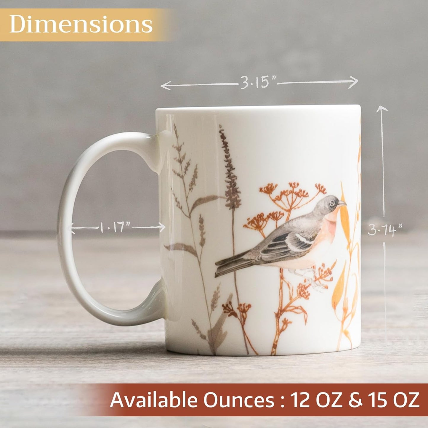Maison d' Hermine Coffee Mug with Handles Fine Bone China Mugs Pack of Two Tea Cups for Hot Beverages Cappuccino Latte Home Restaurant Office Perfect for Gift (Meadow Florals, 12 Ounce)