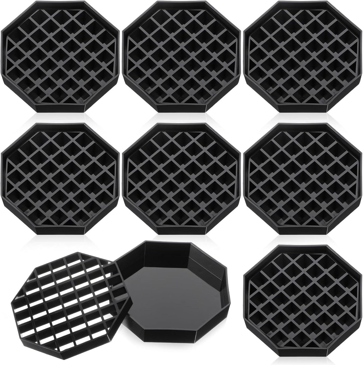 8 Pcs Coffee Drip Tray Black Plastic Octagon Coffee Countertop Drip Coaster with Honeycomb Grid for Drink Tea Wine Beverage Dispenser (4 Inch)