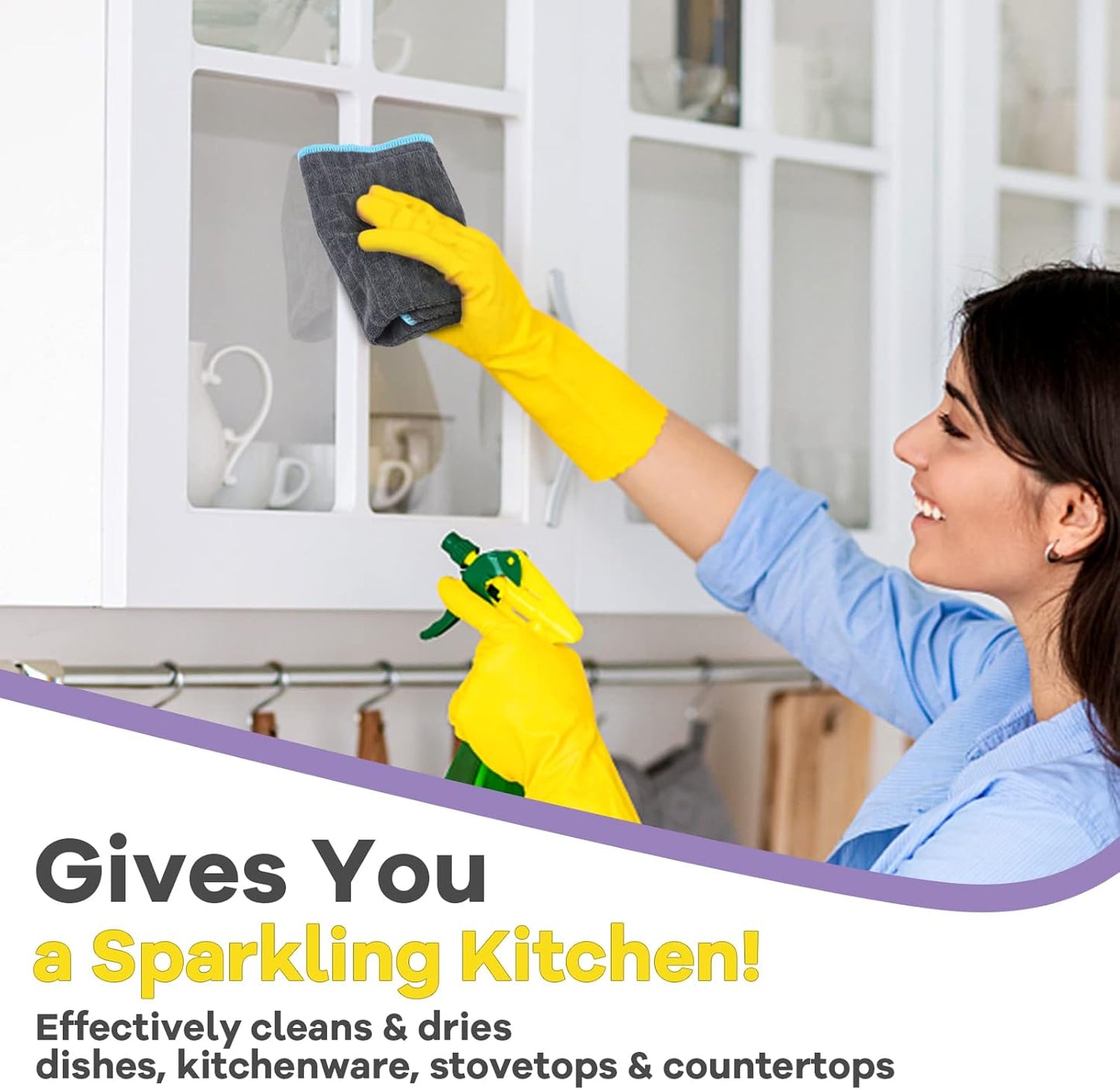 Airlab Microfiber Cleaning Cloth for Household Dust Rags for Cleaning All-Purpose Towels Streak Free Kitchen Dishes Reusable Pack of 6, 12" x 12"