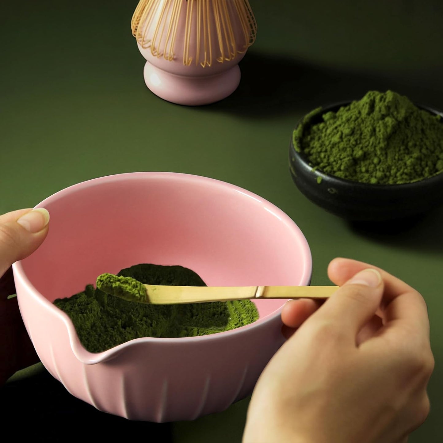 7 Pieces Matcha Whisk Set - Ceramic Matcha Kit with Bowl, Whisk, Holder, Bamboo Scoop, Rest, Sifter, and Tea Towel – Elegant Matcha Gift Set for Women