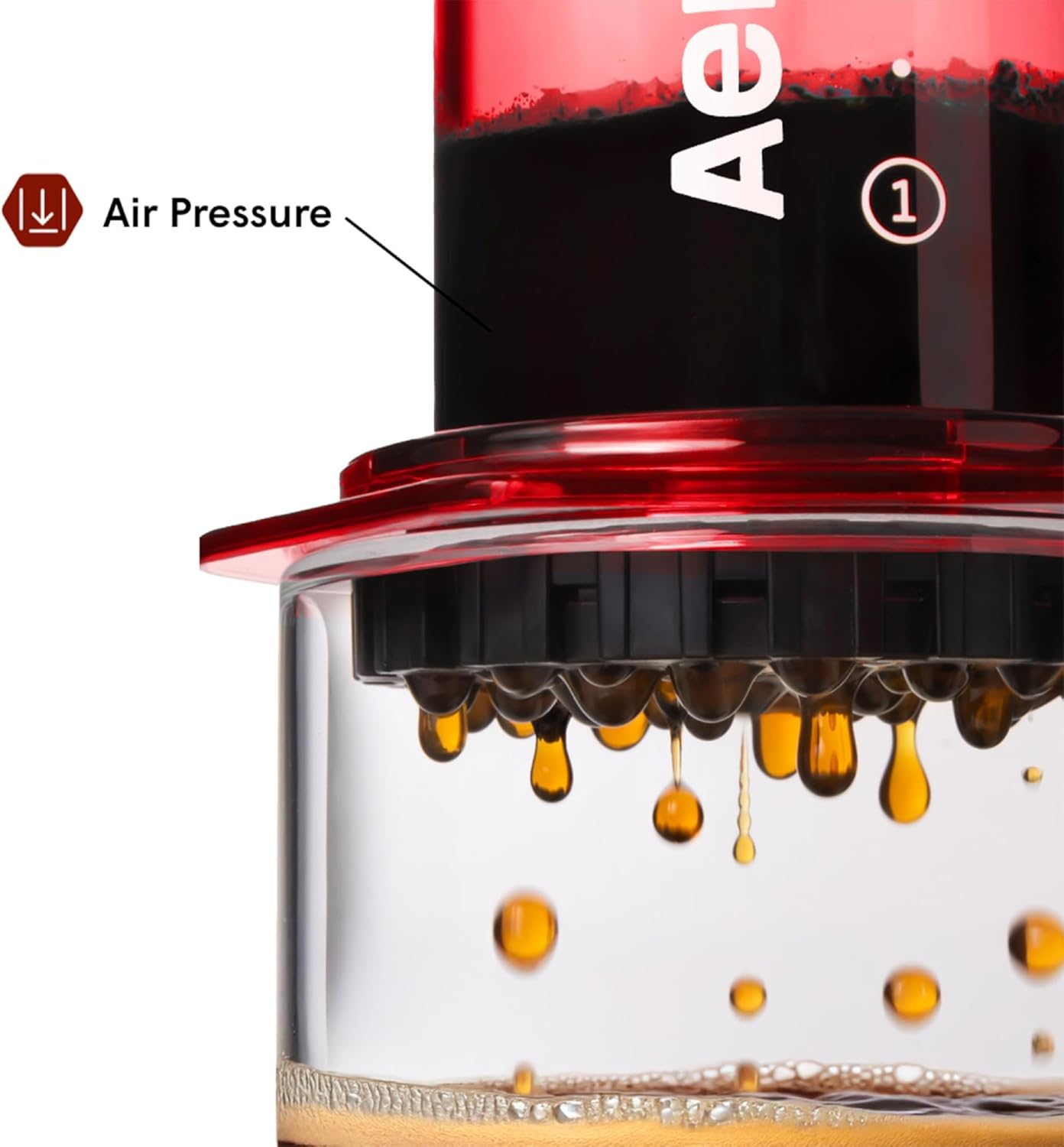 AeroPress Clear Red Coffee Press – 3 In 1 Brew Method Combines French Press, Pourover, Espresso, Full Bodied Coffee Without Grit or Bitterness, Small Portable Coffee Maker for Camping & Travel, Red