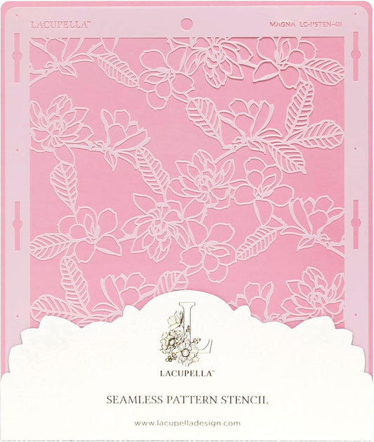 Floral Cake Stencil - Seamless Delicate Pattern for Decorating Tall Double Barrel Cake to Use with Buttercream, Royal Icing, Ganache, Paint, Airbrush (Magna)