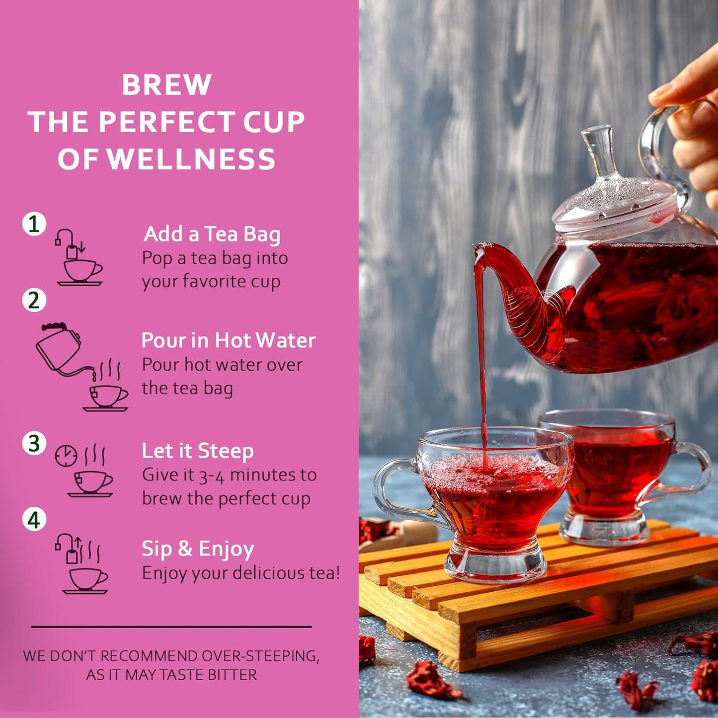 Life Plus Style Gourmet Pagoda Garden Rosehip Hibiscus Green Tea Organic Herbal Tea Caffeinated Hot or Iced Natural Ceylon Tea Antioxidants Supports Wellness 60 Tea Bags