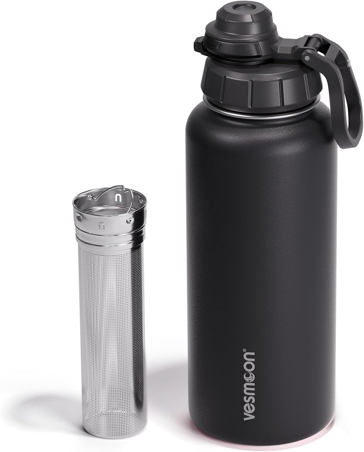 Vessence Tea Infuser Bottle - 32 Oz Insulated Loose Leaf & Fruit Infuser Bottle | Leak Proof with FlowSip Lid