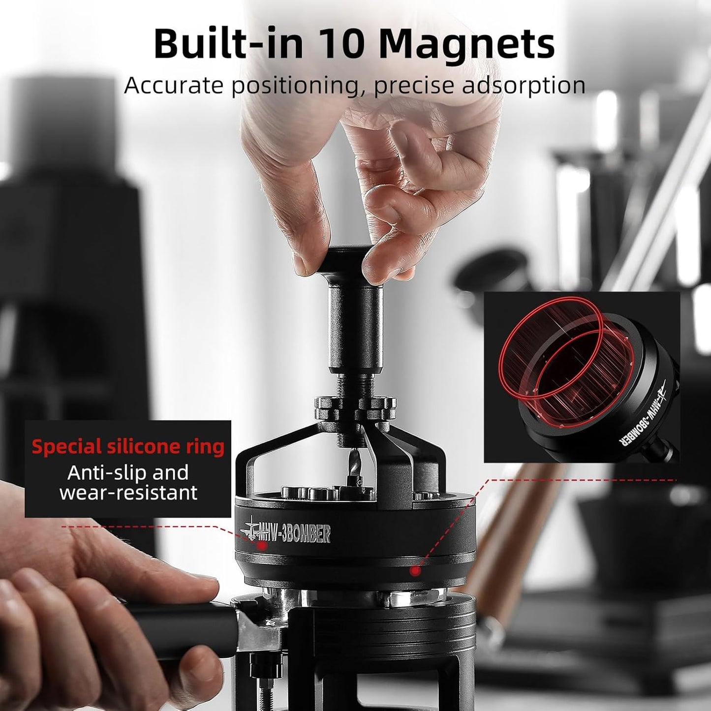 MHW-3BOMBER WDT Tool Espresso 51mm, Adjustable Depth Needle Espresso Stirrer Tool,Espresso Distribution Tool with Magnetic Base for Barista, l, 0.25mm x 14 Needles, YU Series Cyclone T5958-OS