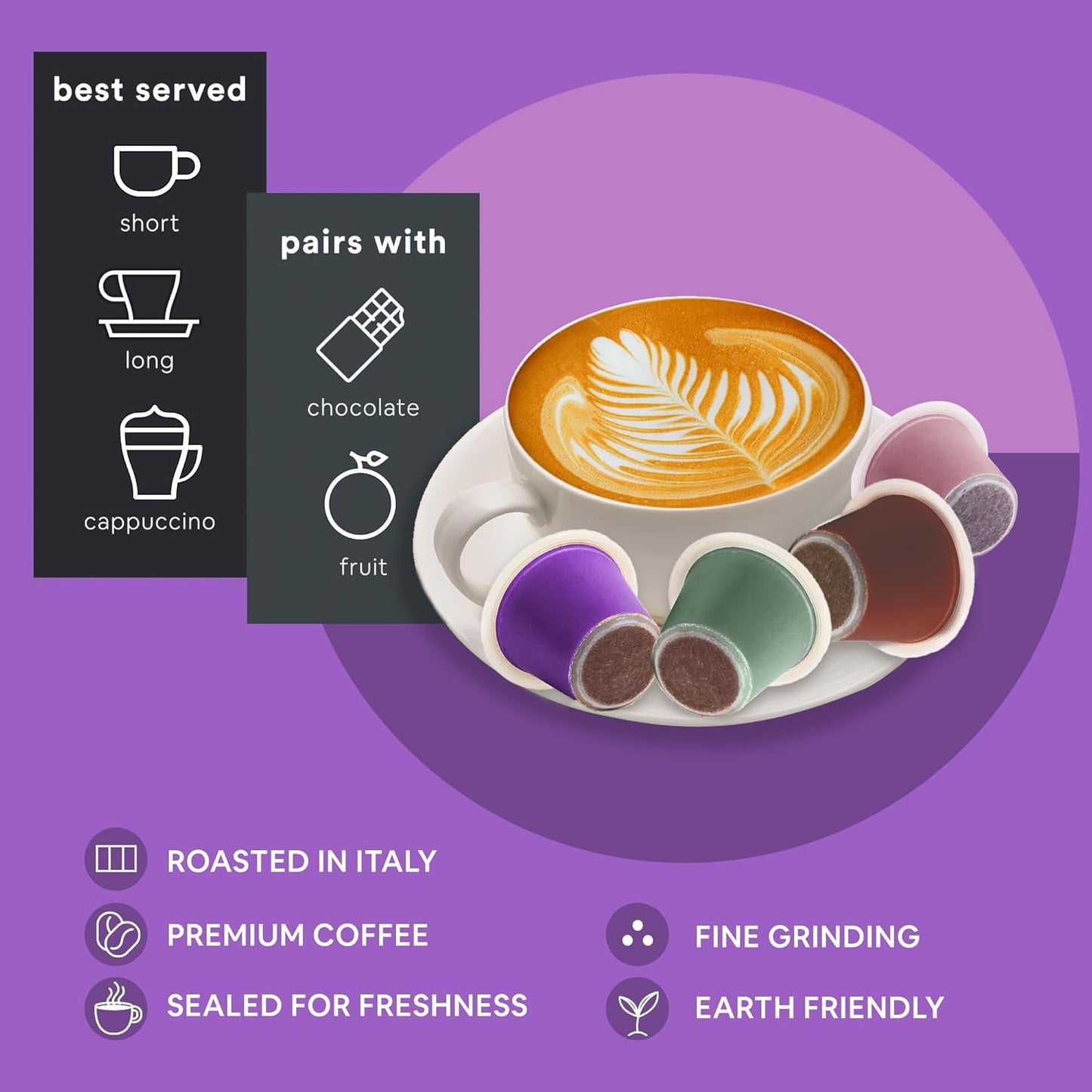 Woken Coffee Compostable Nespresso Pods Variety Pack - Dark and Medium Roast Italian Espresso Compostable Coffee Pods Compatible with Nespresso Machine (50 Pods, 5 Boxes) (Pack of 5), Variety Pack)