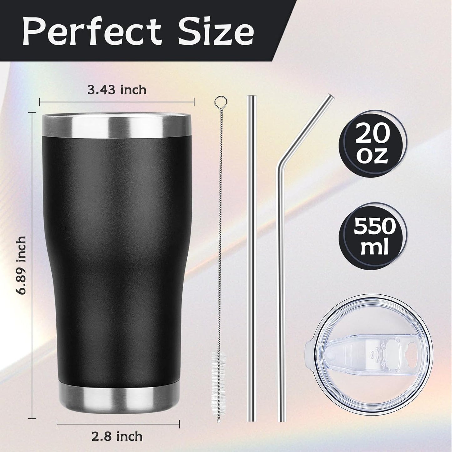 MEZMUT 20oz Coffee Tumbler with Lid and Straw Double Wall Vacuum Insulated Cup Stainless Steel Travel Mugs Insulated for Hot and Cold Leakproof Powder Coated Tumbler for Indoor and Outdoor