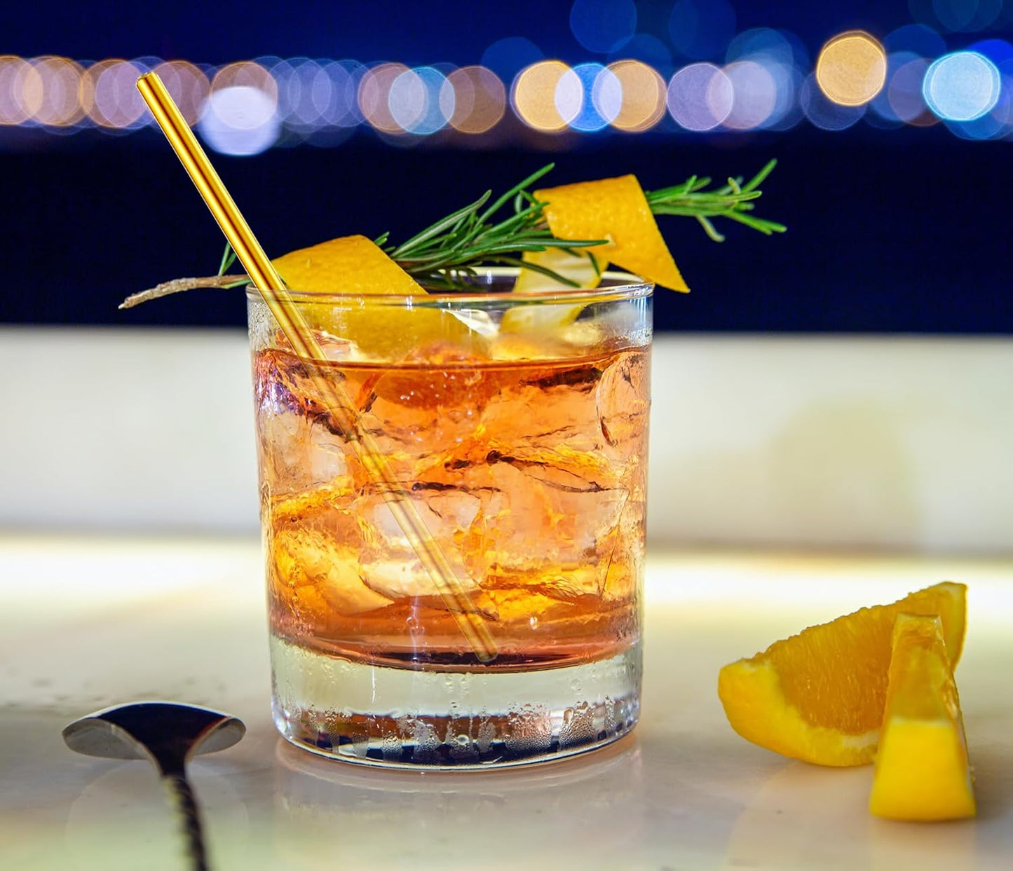 Short Cocktail Straws, Metal Stainless Steel Reusable Straw Small Mini 6 Inch for Cocktails Party Accessories Glasses Mason Jar Tumbler Coffee Juice Tea Mojito with Brush, Gold 16PCS